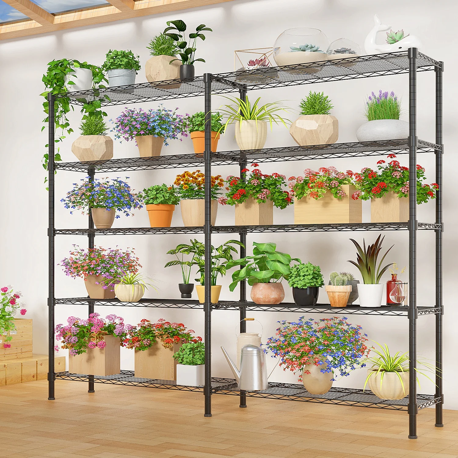 SamyoHome 58"W Storage Rack, Hevy Duty Garage Wire Shelving Chrome, Adjustable Metal Pantry Shelf for Garage Storage Organizer, 1500 lbs Capacity - Image 2