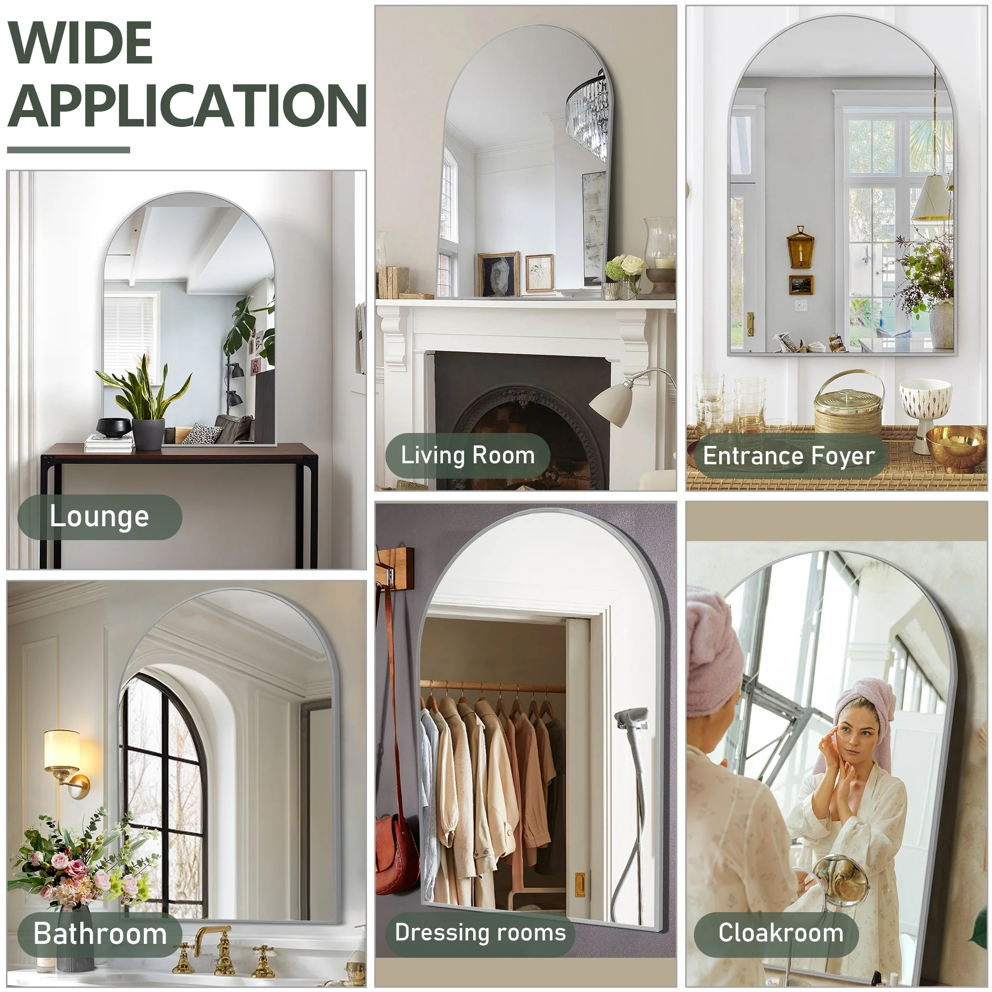 2 Pack 36x24 Inch Arched Bathroom Vanity Mirrors, Wall Mounted Decorative Mirrors for Bathroom and Bedroom - Image 25