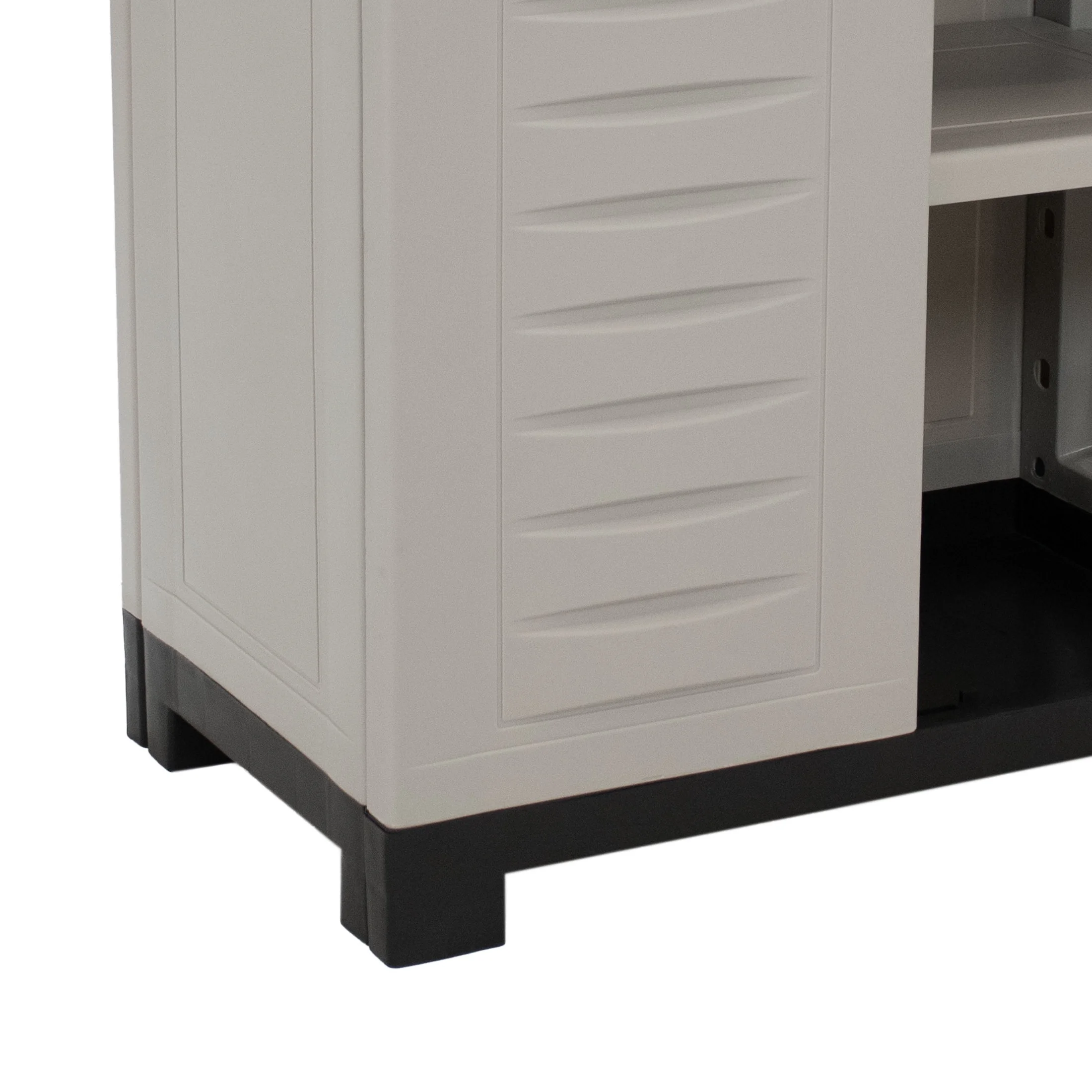 Sunnydaze Adjustable 25.5" Plastic 1-Shelf Freestanding Garage Storage Cabinet, Gray w/ Charcoal Trim - Image 15