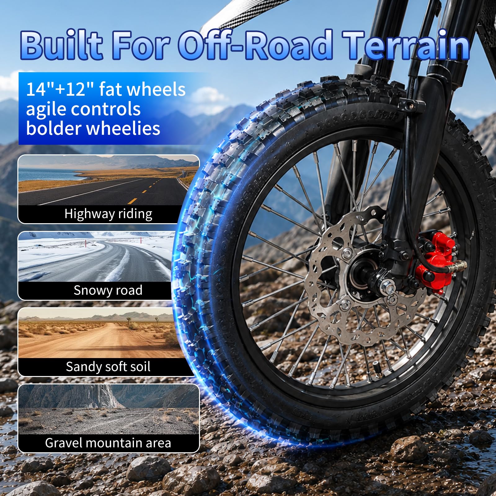 Electric Dirt Bike for Teens & Adults, 48V 20.8Ah 230Nm 40 Miles Range - Image 6