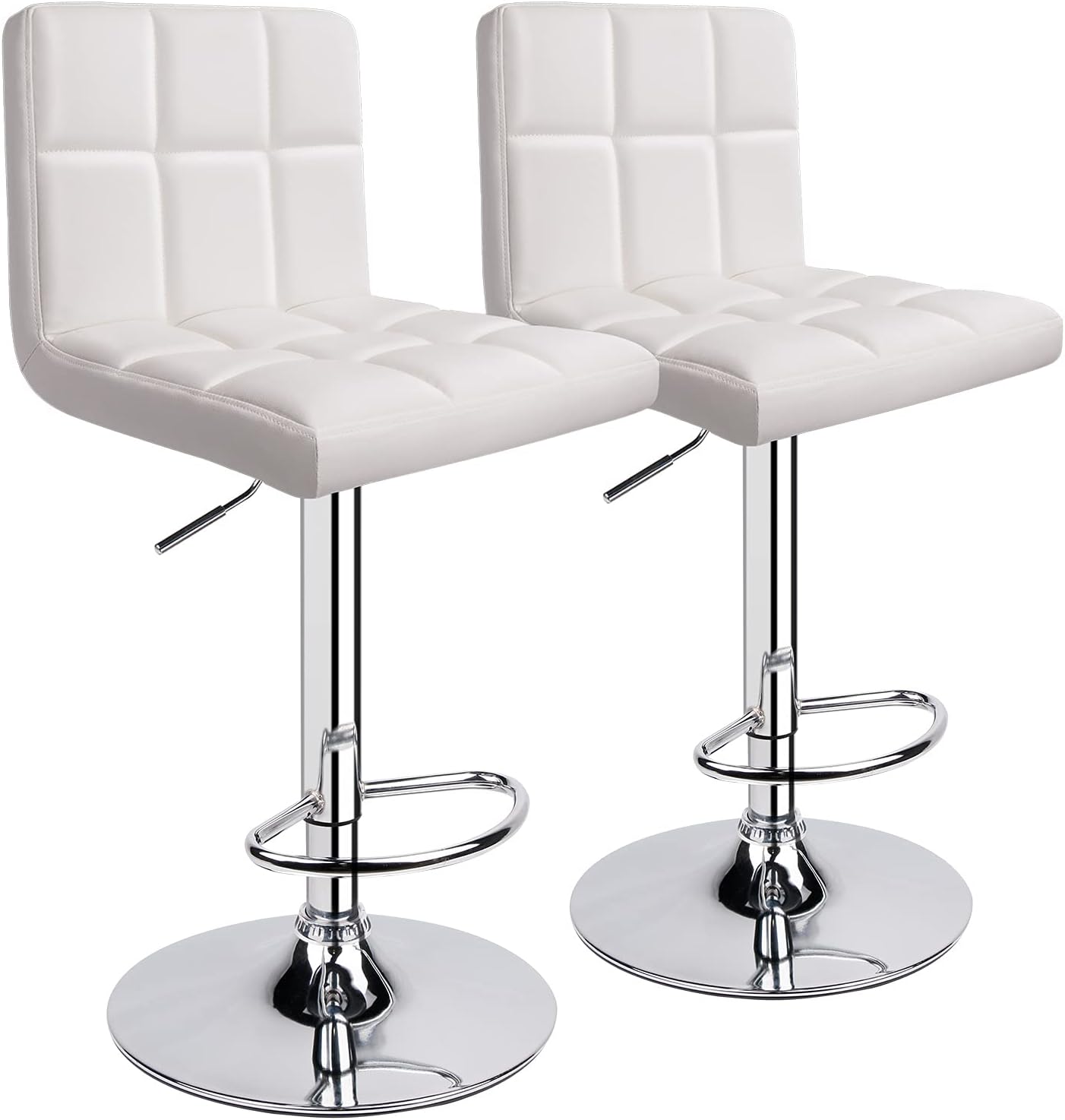 Leopard Bar Stools, PU Leather Bar Stool with Back, Set of 2, Light Grey - Image 5