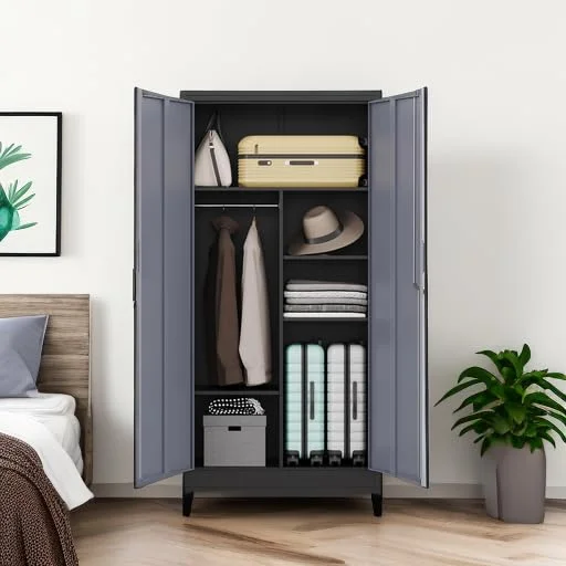 MIIIKO 71" Metal Storage Locker Metal Garage Locker Cabinets with Locking Door and 4 Adjustable Shelves, Steel Classic Storage Cabinet for Home, School, Office, Garage - Image 22