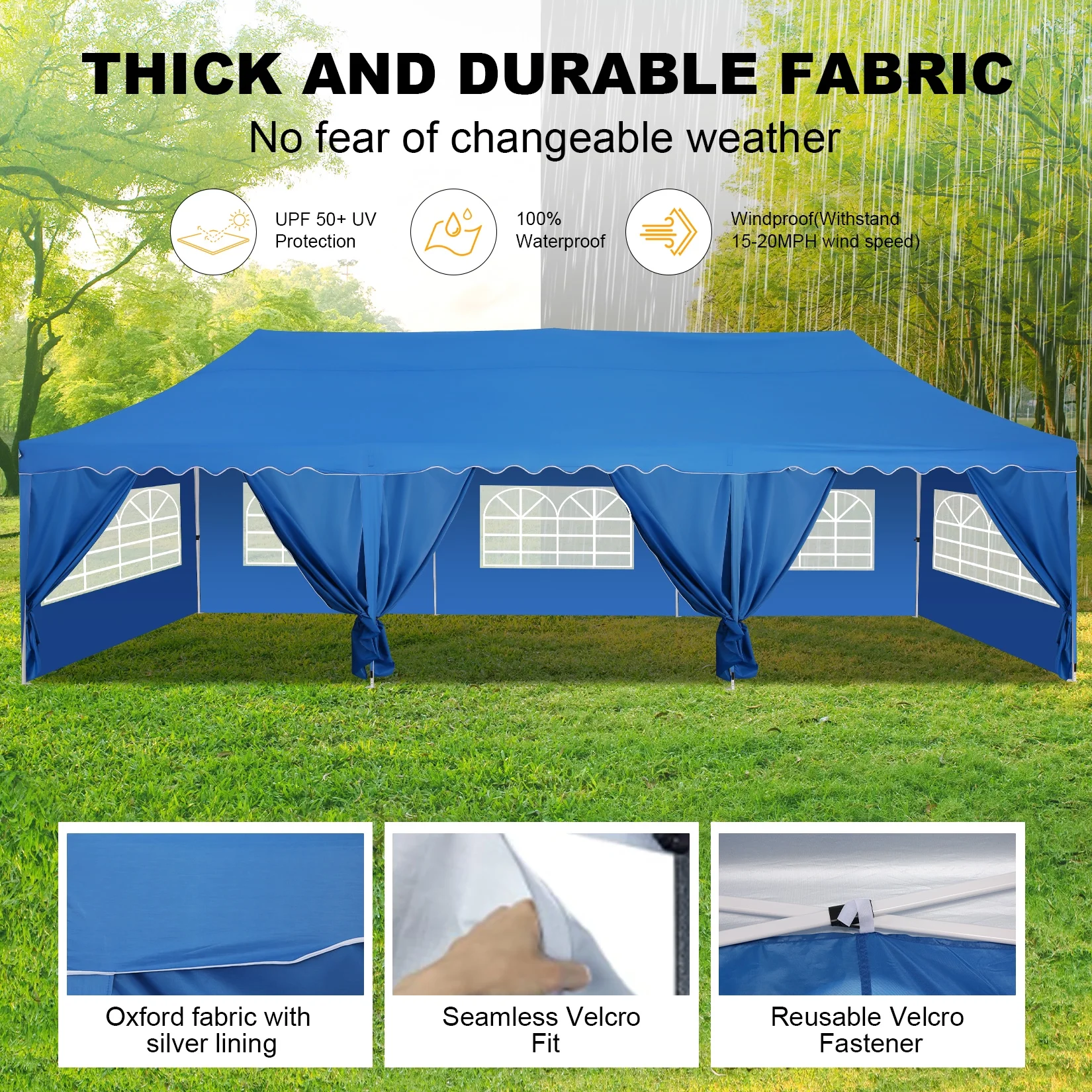 HOTEEL Canopy 10'x20' Pop Up Canopy Tent Heavy Duty Waterproof Adjustable Commercial Instant Canopy Outdoor Party Canopy Parties,Wedding,Outside Patio,Event,Backyard,White - Image 19