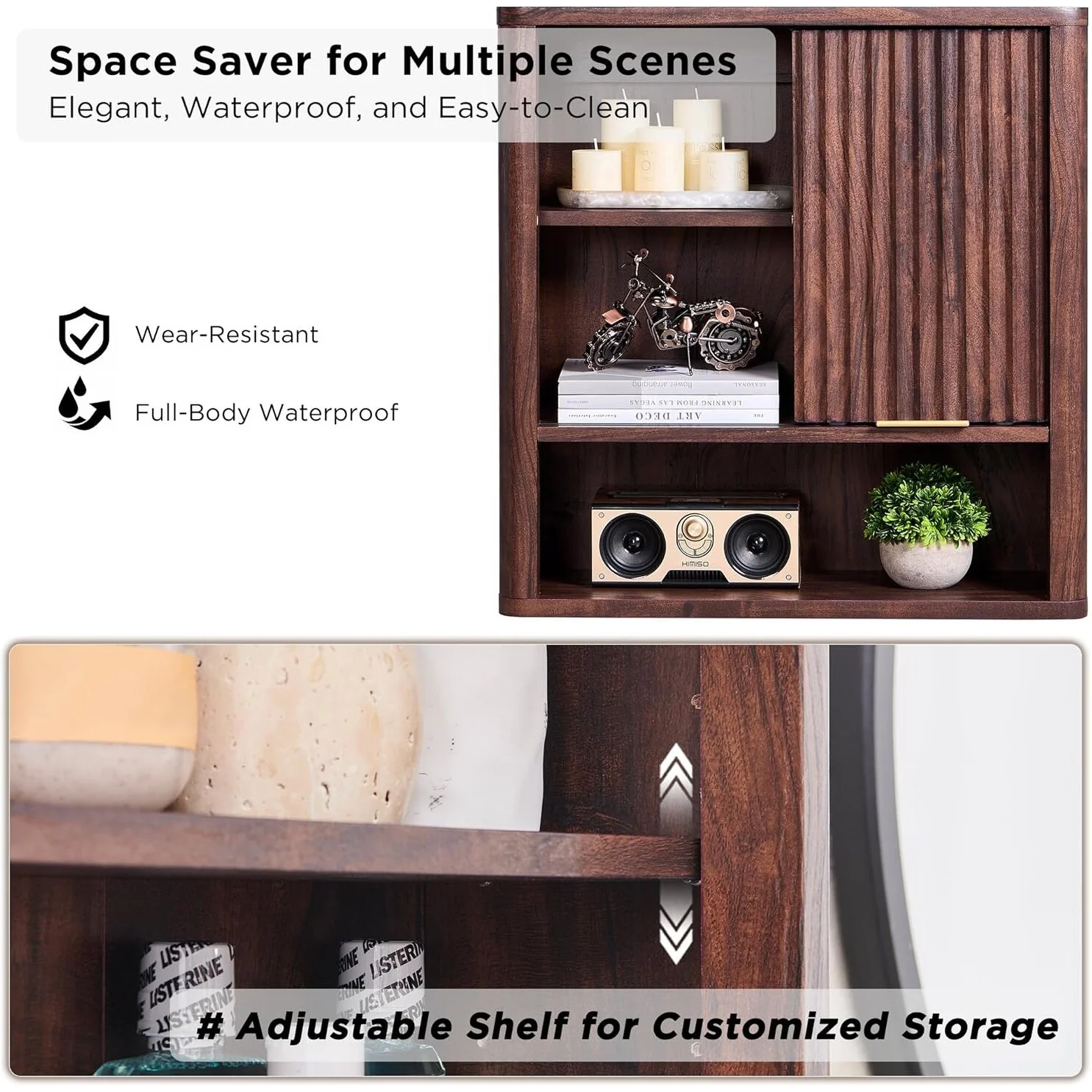 Modern Bathroom Wall Cabinet, Wall Mounted Medicine Storage Organizer with Shelves for Home Organization - Image 13