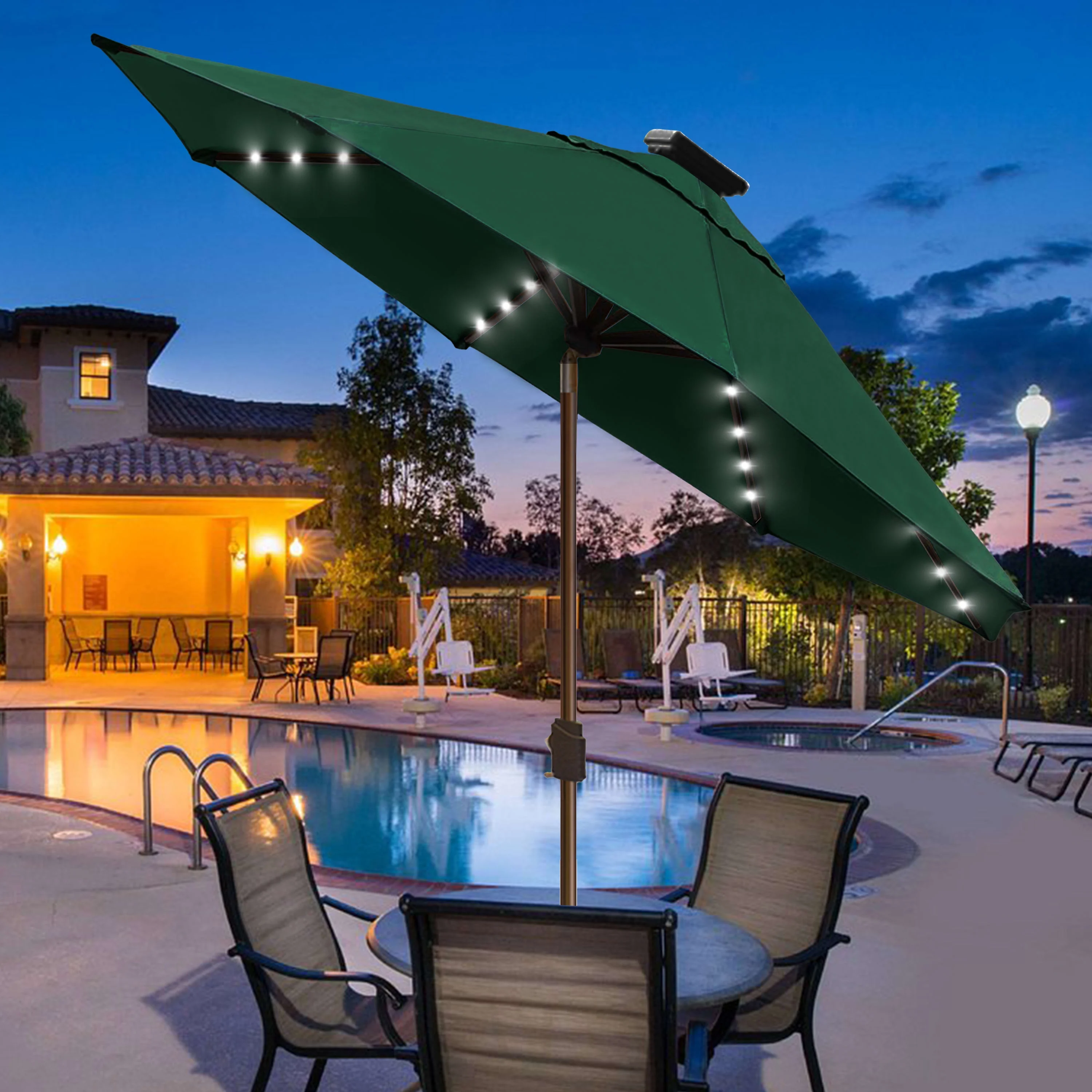 EliteShade Sunbrella Solar Umbrellas 9ft Market Umbrella with 80 LED Lights Patio Umbrellas Outdoor Table Umbrella with Ventilation and 5 Years Non-Fading Top,Ruby - Image 56