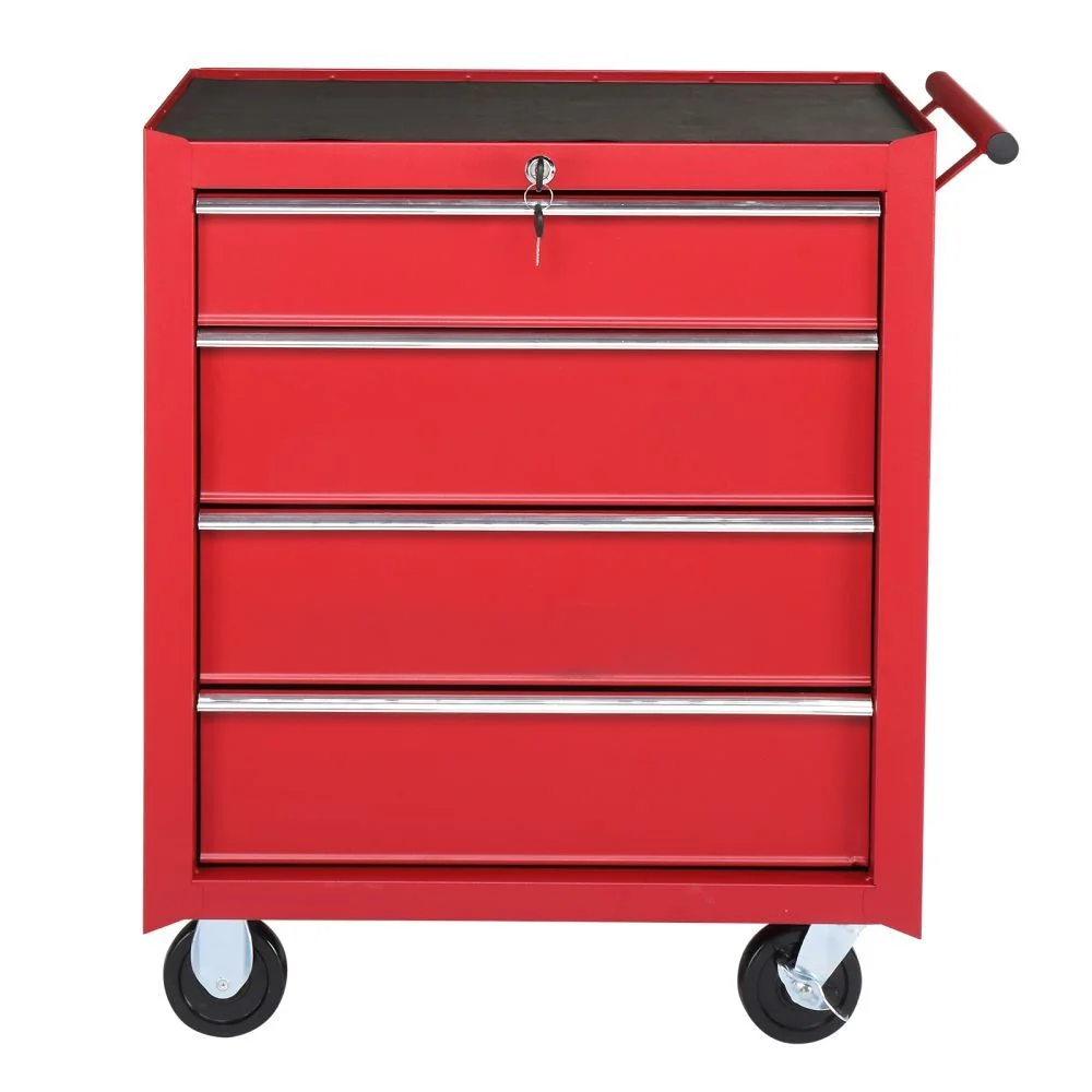 IVV 4-Drawer Rolling Tool Chest w/Lock & Key, Tool Storage Cabinet with Universal Wheels, Anti-Scratch Liners, Tool Organizer Box for Garage, Warehouse & Repair Shop, Red - Image 2