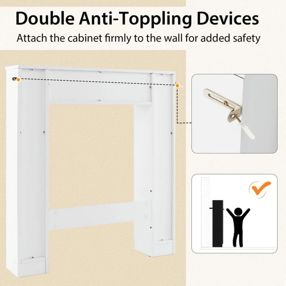 Topcobe Over The Toilet Storage Cabinet with 2 Open Compartments and 4 Adjustable Shelves, Bathroom Furniture, Bathroom Shelves, White - Image 4