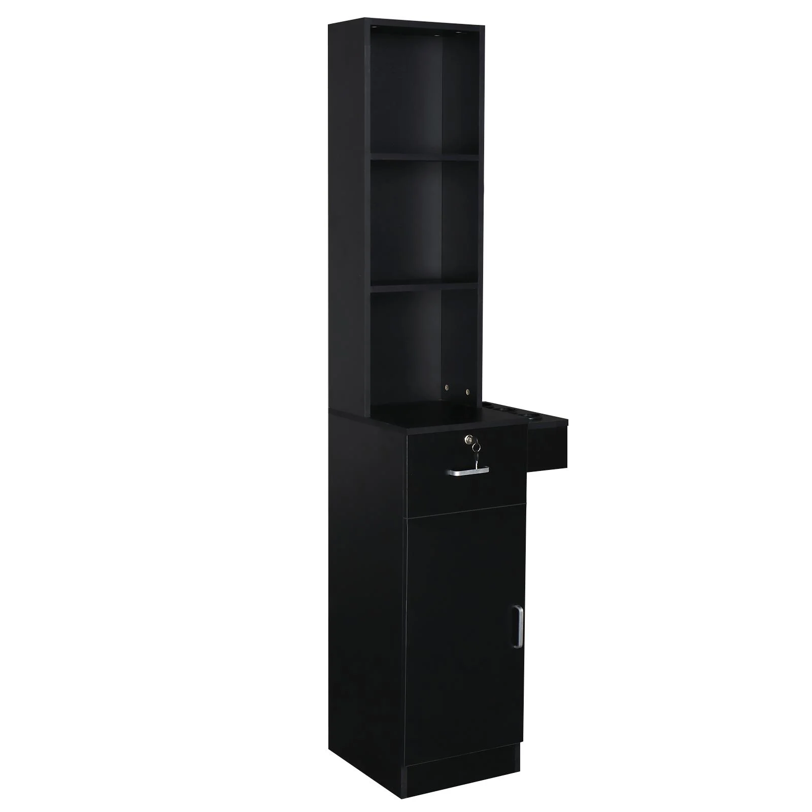 UBesGoo Barber Station Cabinet Wooden Hair Styling Storage Locker Beauty Salon Equipment, Black - Image 5