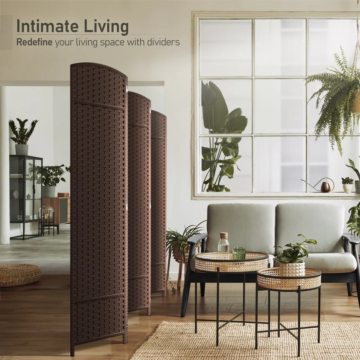 6 Panel Room Divider, 6ft Tall Extra Wide Folding Privacy Screen with Hand-Woven Mesh Panels - Image 33