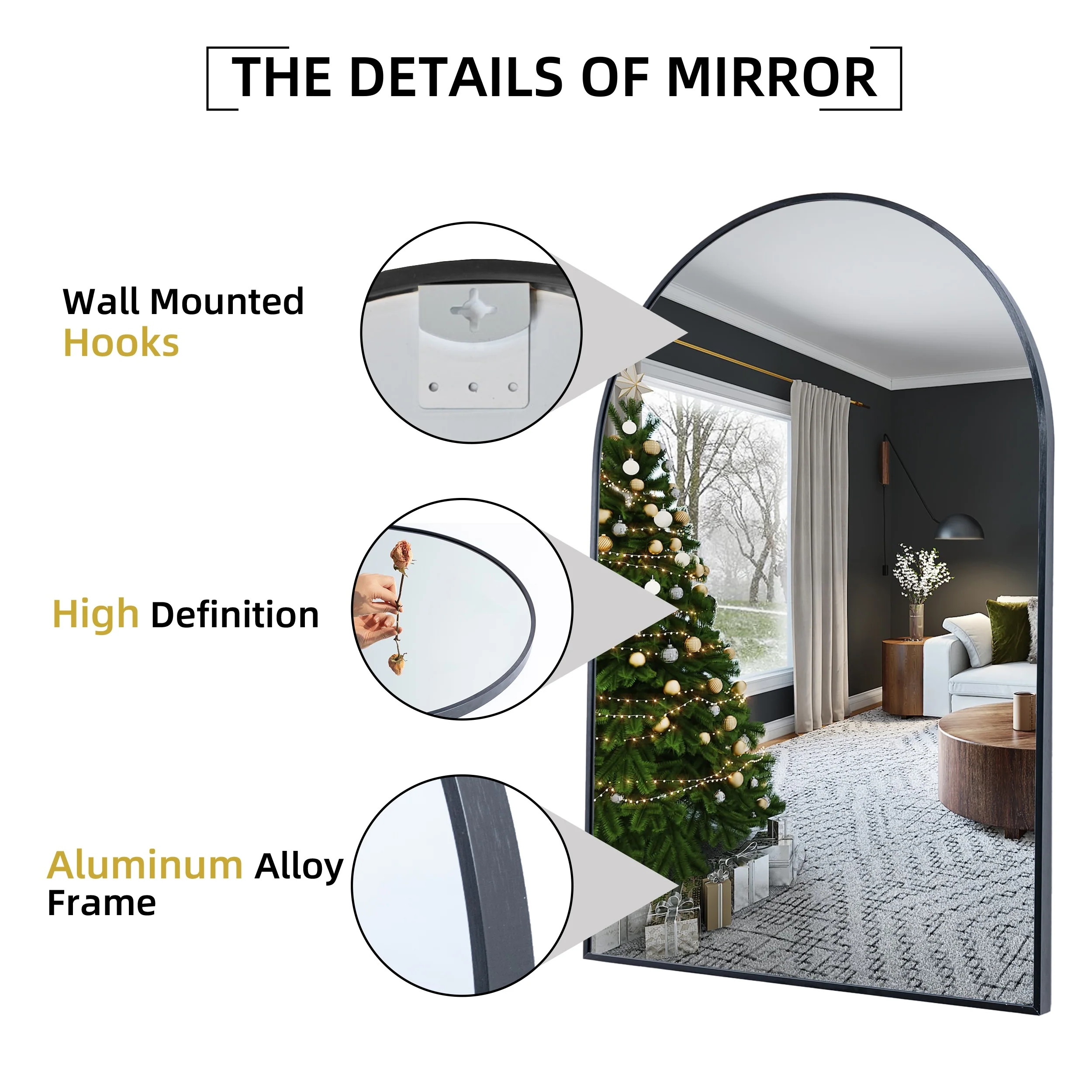2 Pack 36x24 Inch Arched Bathroom Vanity Mirrors, Wall Mounted Decorative Mirrors for Bathroom and Bedroom - Image 14