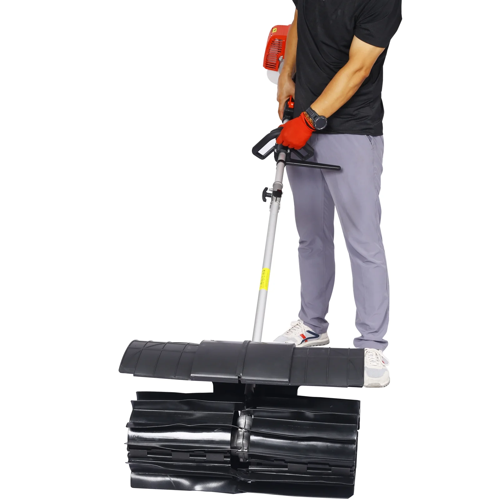 Hand Held Power Broom Sweeper Snow Sweeper GASOLINE Walk Behind Power Shovel Snow Cleaner Outdoor Walk Behind Sweeper, for Dirt Grass Leaves Lawn Debris Artificial Turf & Light Snow Cleaning - Image 8