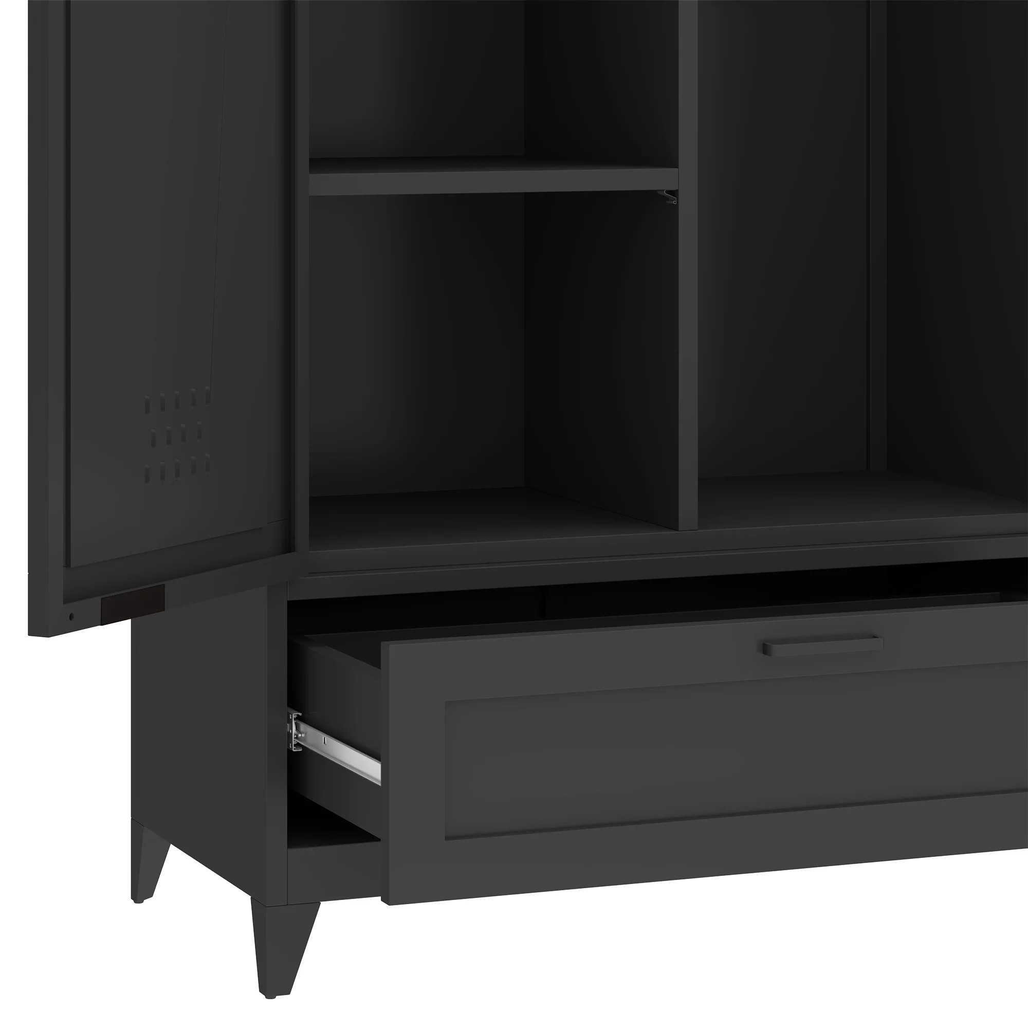 Uforic 70.9" Garage Storage Cabinet with Doors & Shelves, Metal Cabinet with Lights, Black - Image 8