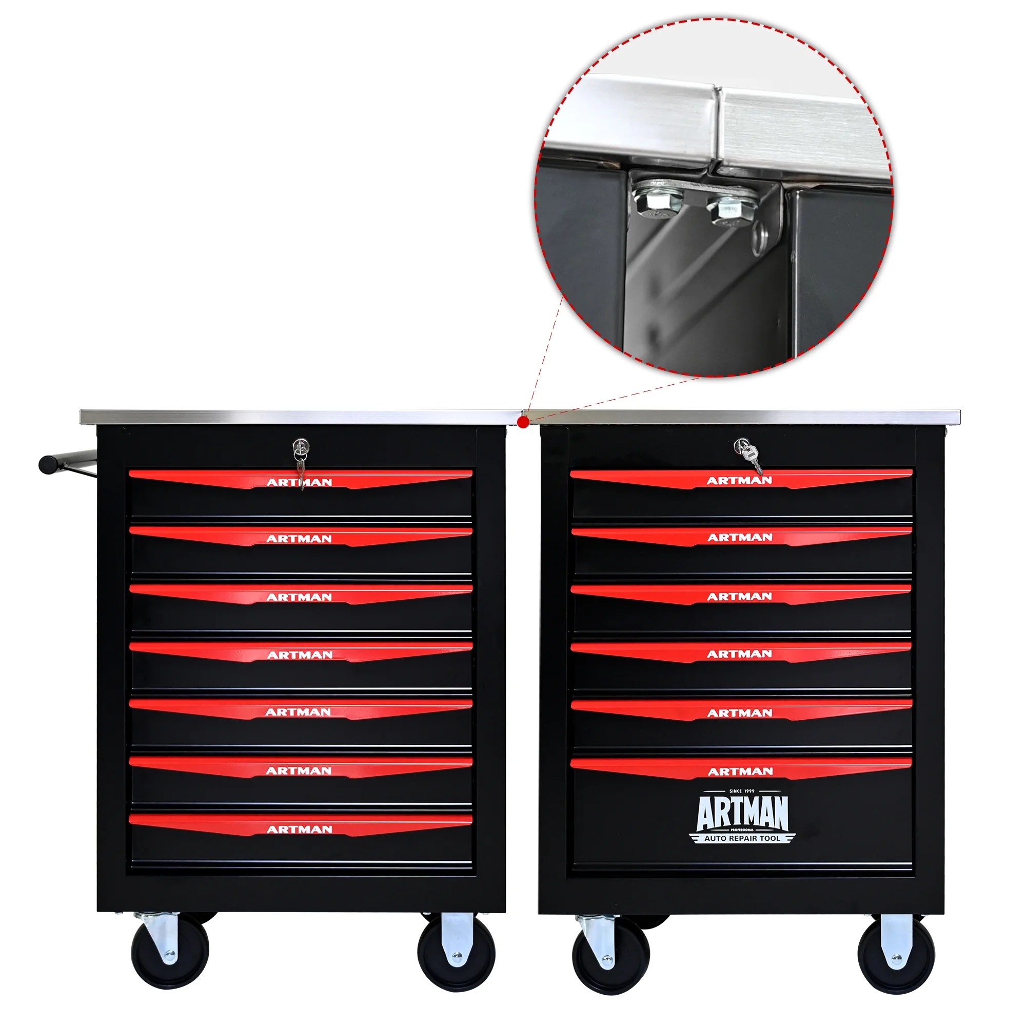 ARTMAN 6 Drawers Metal Rolling Storage Tool Chest Cabinet Cart with Wheels,with Key Locking and Parking Brake, Tool Box for Garage Workshop Warehouse - Image 62