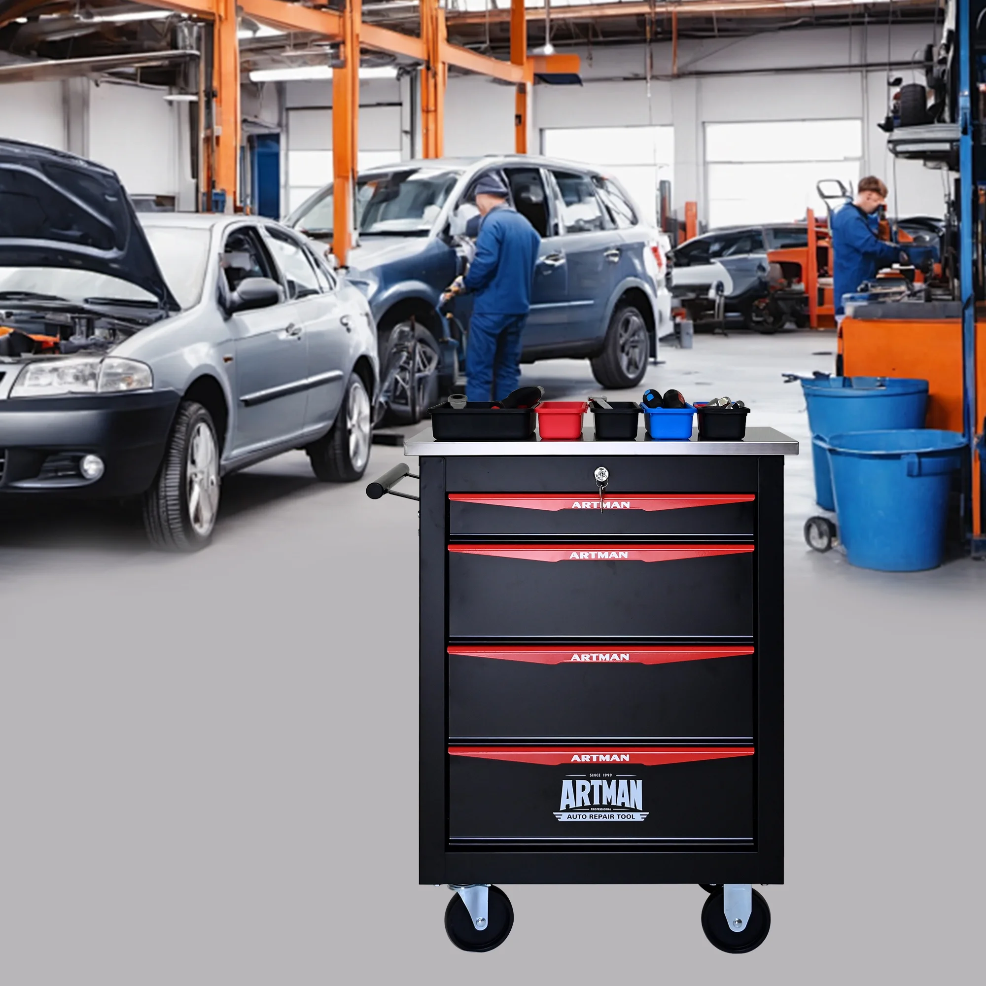 ARTMAN 6 Drawers Metal Rolling Storage Tool Chest Cabinet Cart with Wheels,with Key Locking and Parking Brake, Tool Box for Garage Workshop Warehouse - Image 50