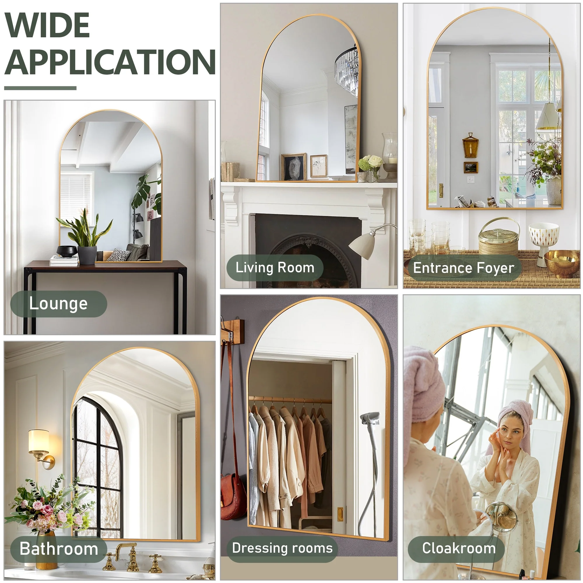 2 Pack 36x24 Inch Arched Bathroom Vanity Mirrors, Wall Mounted Decorative Mirrors for Bathroom and Bedroom - Image 32