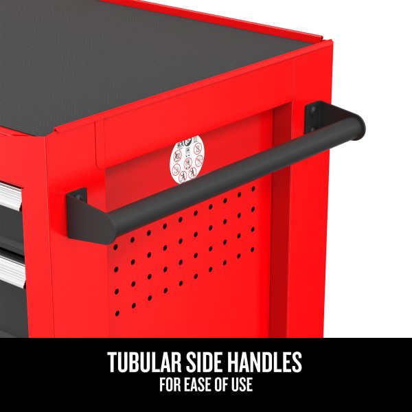 26-Inch W x 36.5-Inch H 5-Drawer Steel Rolling Tool Cabinet, Red - Image 4