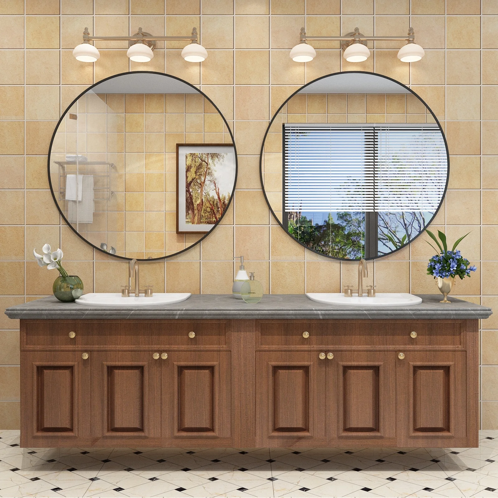 Round Metal Black Frame Bathroom Vanity Mirror, Wall Mounted Decorative Mirror - Image 26