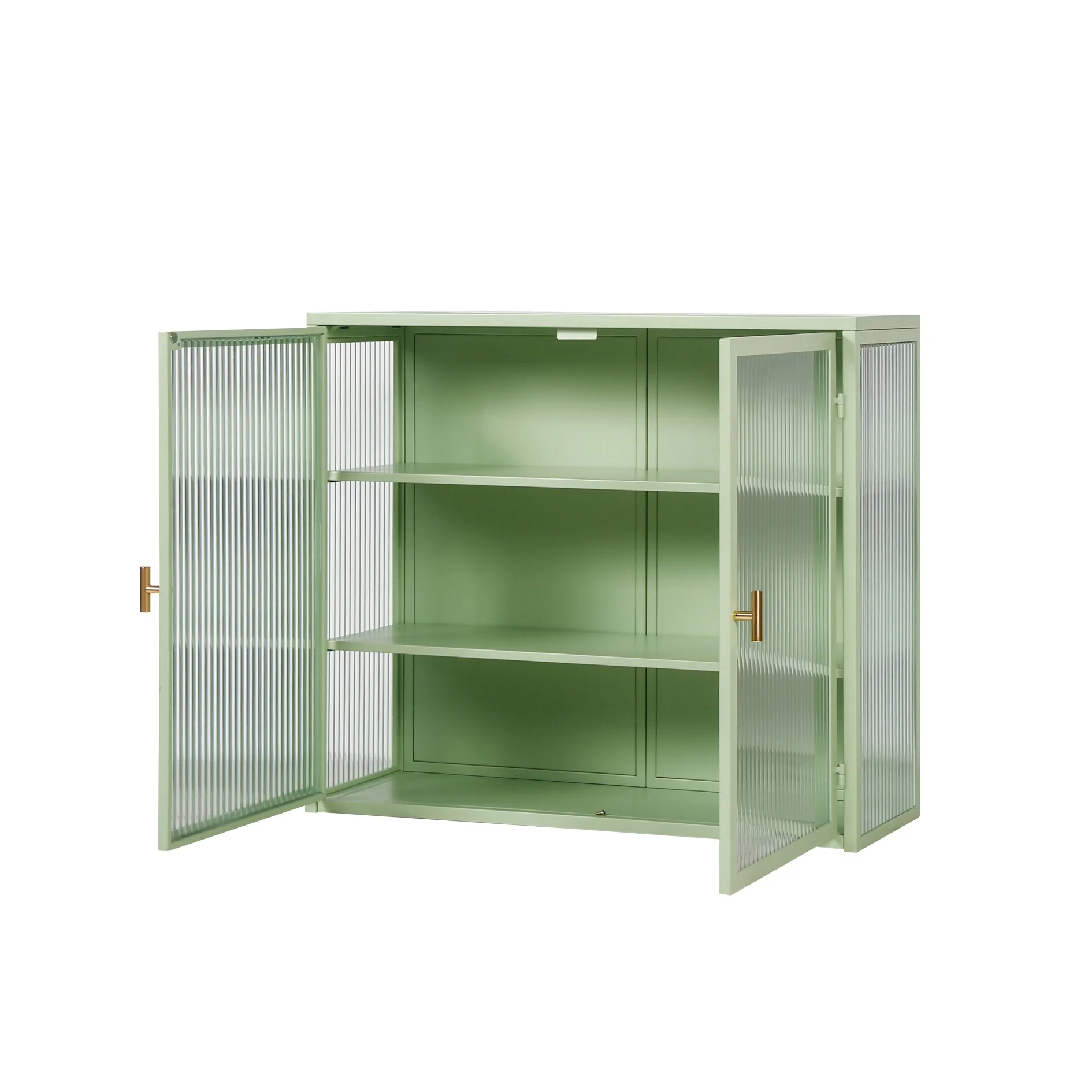 Two-door Wall Cabinet, Modern Kitchen Wall Mounted Cabinet with 2 Glass Doors, Two-tier Enclosed Storage, an Open Shelf, Towel Rack, Metal Wall Cabinet for Entryway, Living Room, Bathroom, White - Image 22