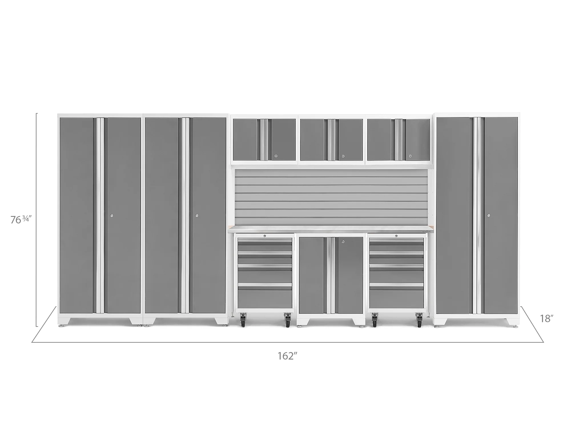 NewAge Products Bold Series Gray 10 Piece Cabinet Set, Heavy Duty 24-Gauge Steel Garage Storage System, Slatwall Included - Image 32