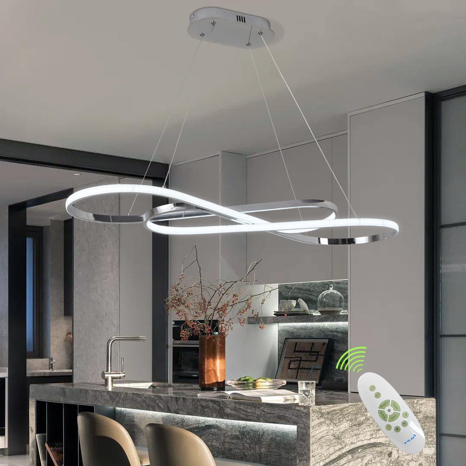 Minimalist Dimmable LED Pendant Chandelier with Remote Control - Image 4