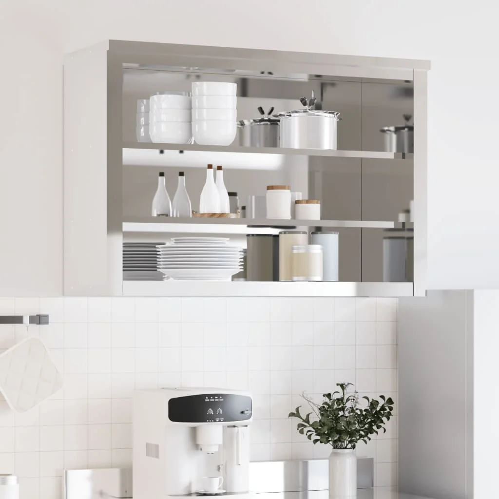 vidaXL Kitchen Wall Cabinet with Shelf Storage Restaurant Stainless Steel - Image 5