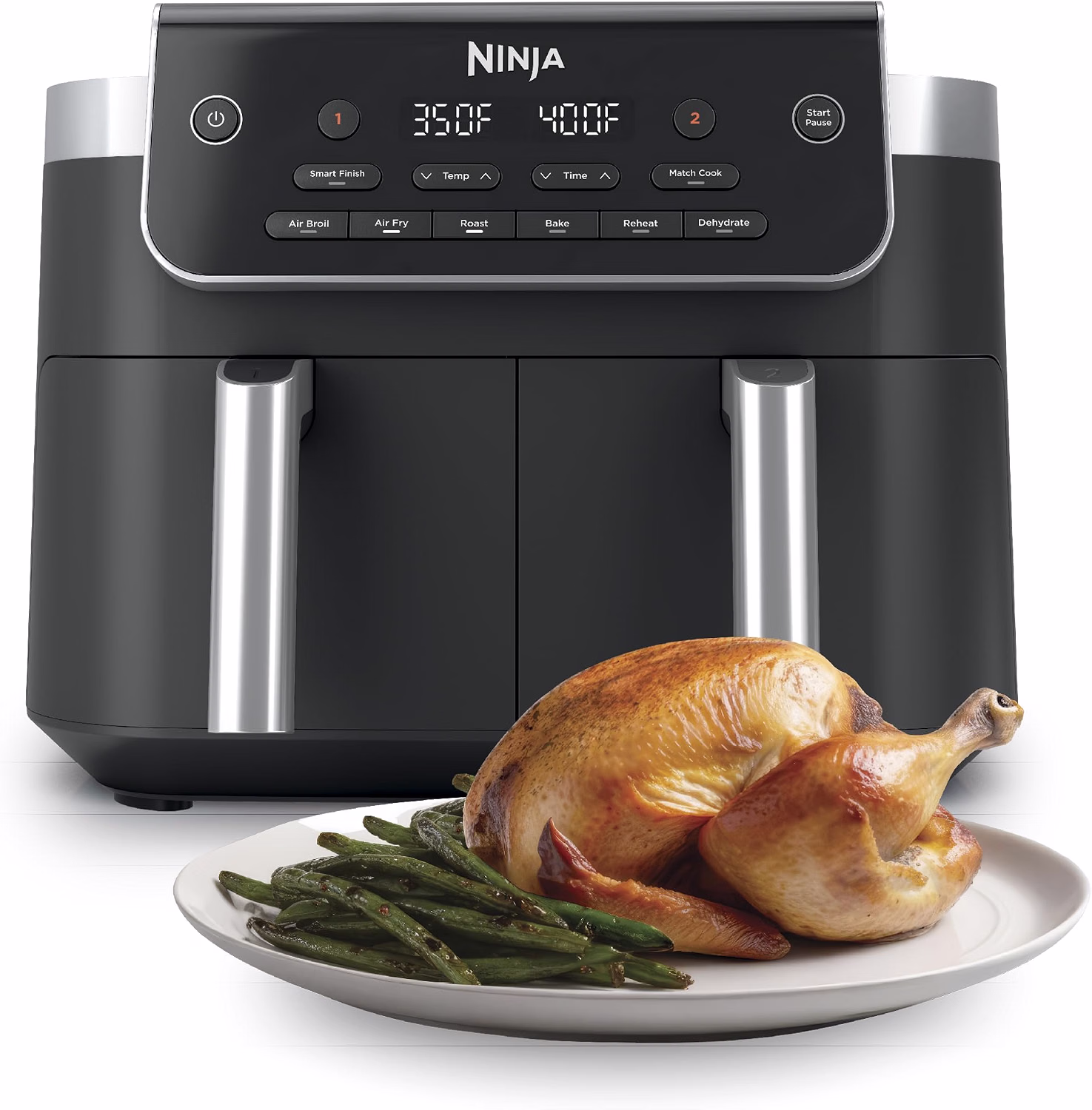 DZ201 Foodi 8 Quart 6-in-1 DualZone 2-Basket Air Fryer, Match Cook and Smart Finish to Roast, Broil, Dehydrate for Quick Easy Meals, Grey - Image 6