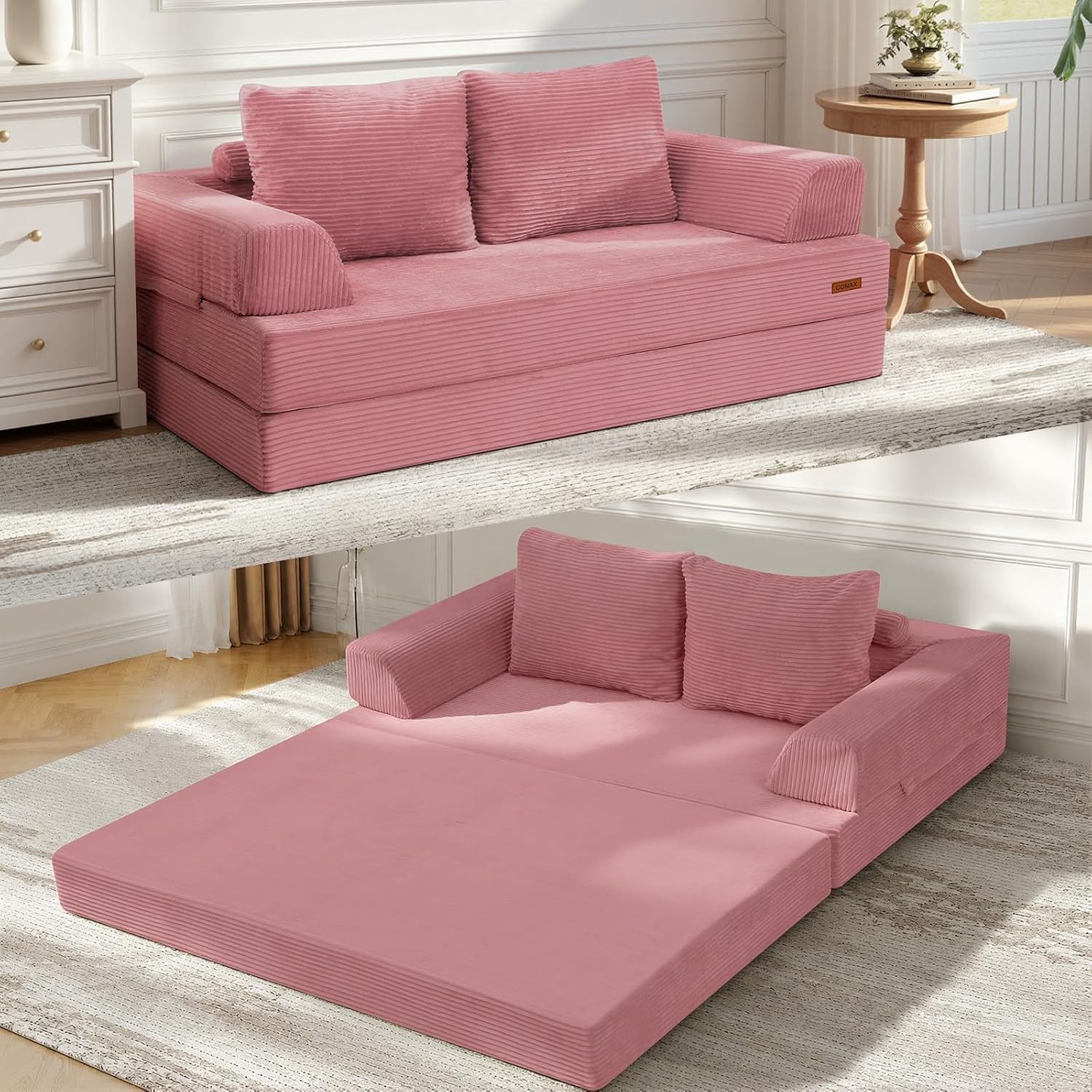 Convertible Futon Sofa Bed, 59" Folding Boneless Loveseat Small Couch - Image 10