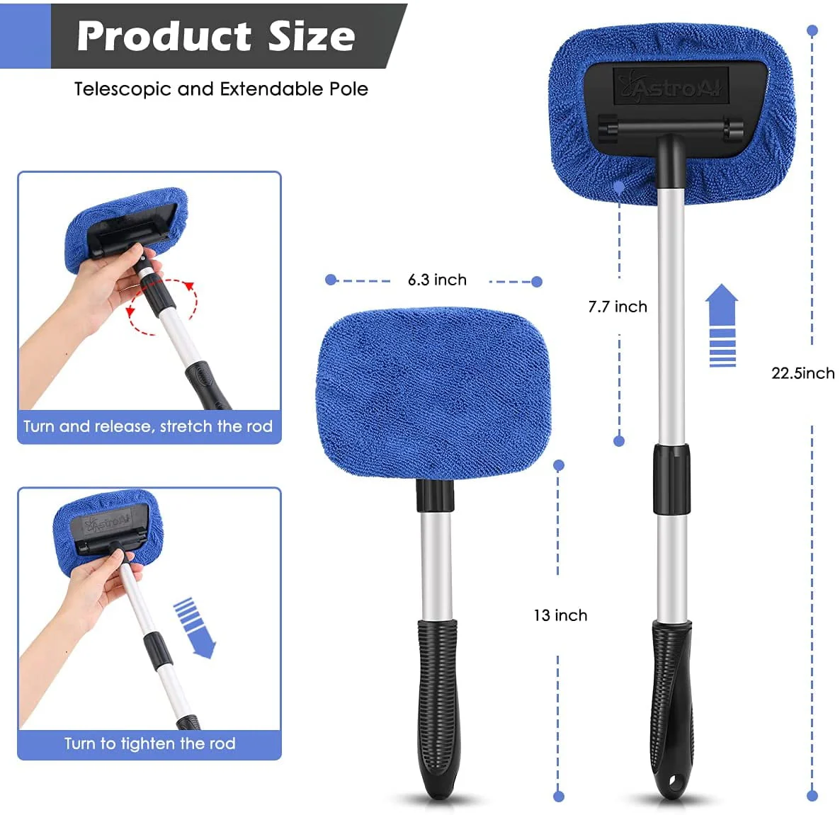 Car Wash Kit, Windshield Cleaner Glass Cleaning Tool, Cleaner for Car Window, Blue - Image 3