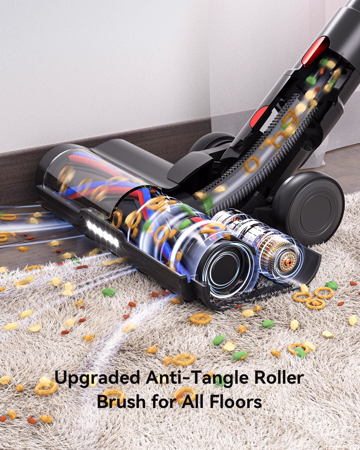 Cordless Vacuum Cleaner, Upgraded 55KPA 650W 70Mins Stick Vacuum with Hurricane Mode, Self-Standing, Touch Screen, 1.8L Dust Cup, Anti-Tangle Wireless Vacuum, Vacuum Cleaners for Home, Pet Hair & Carpets - Image 5