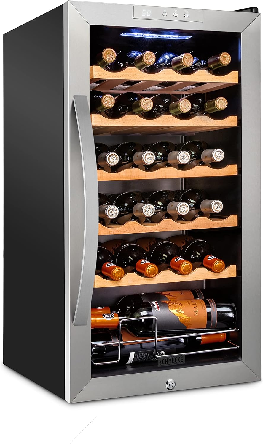 12 Bottle Compressor Wine Cooler Refrigerator w/ Lock | Large Freestanding Wine Cellar | 41F-64F Digital Temperature Control Wine Fridge for Red, White, Champagne or Sparkling Wine - Black - Image 4