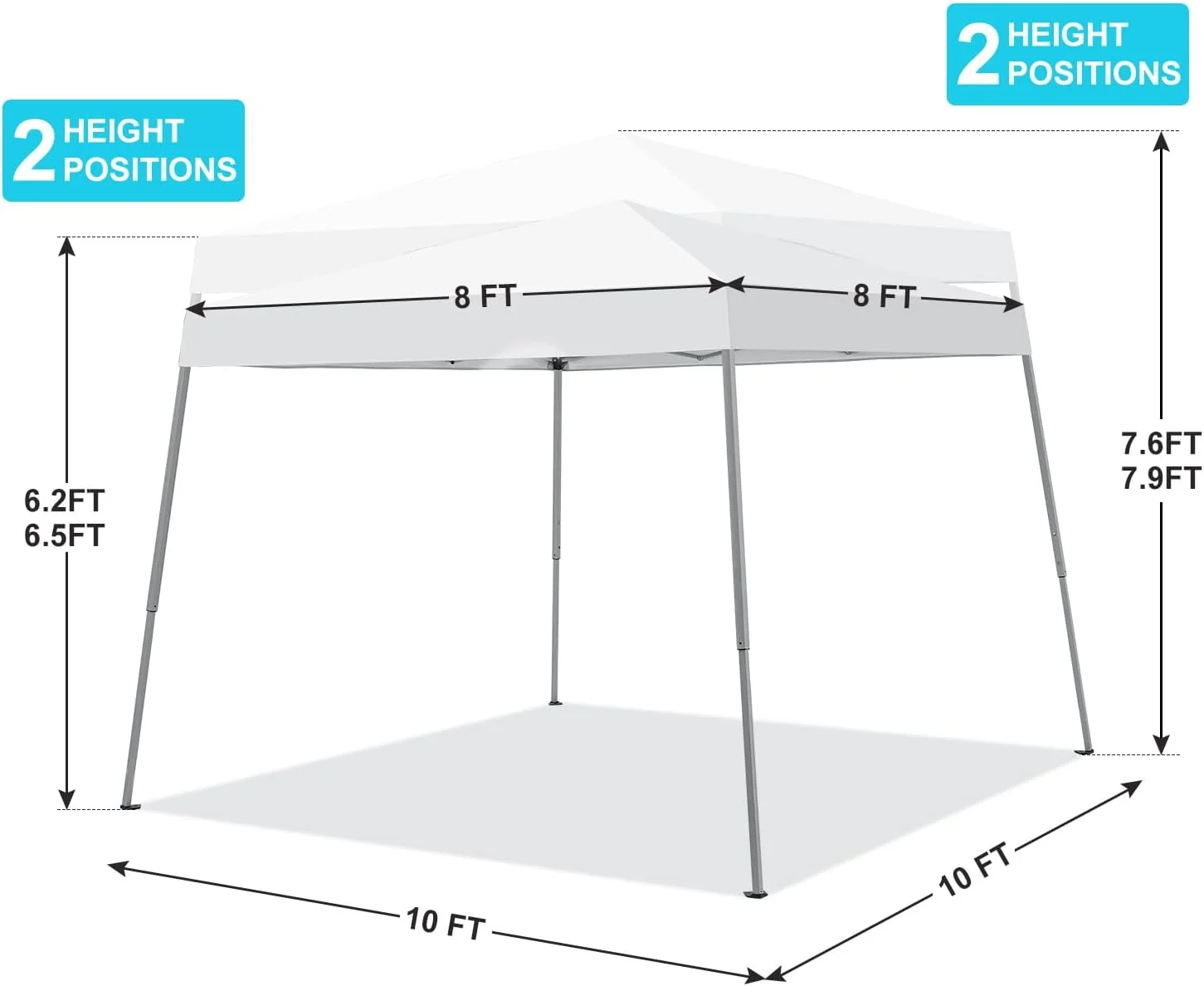 Canopy Tent, 10X10 FT Pop Up Canopy Outdoor Instant Tent Slant Legs with Carrying Bag, Portable Gazebo Shelter for Patio Deck Garden and Beach - 8X8 FT Canopy Cover (Dark Blue) - Image 23