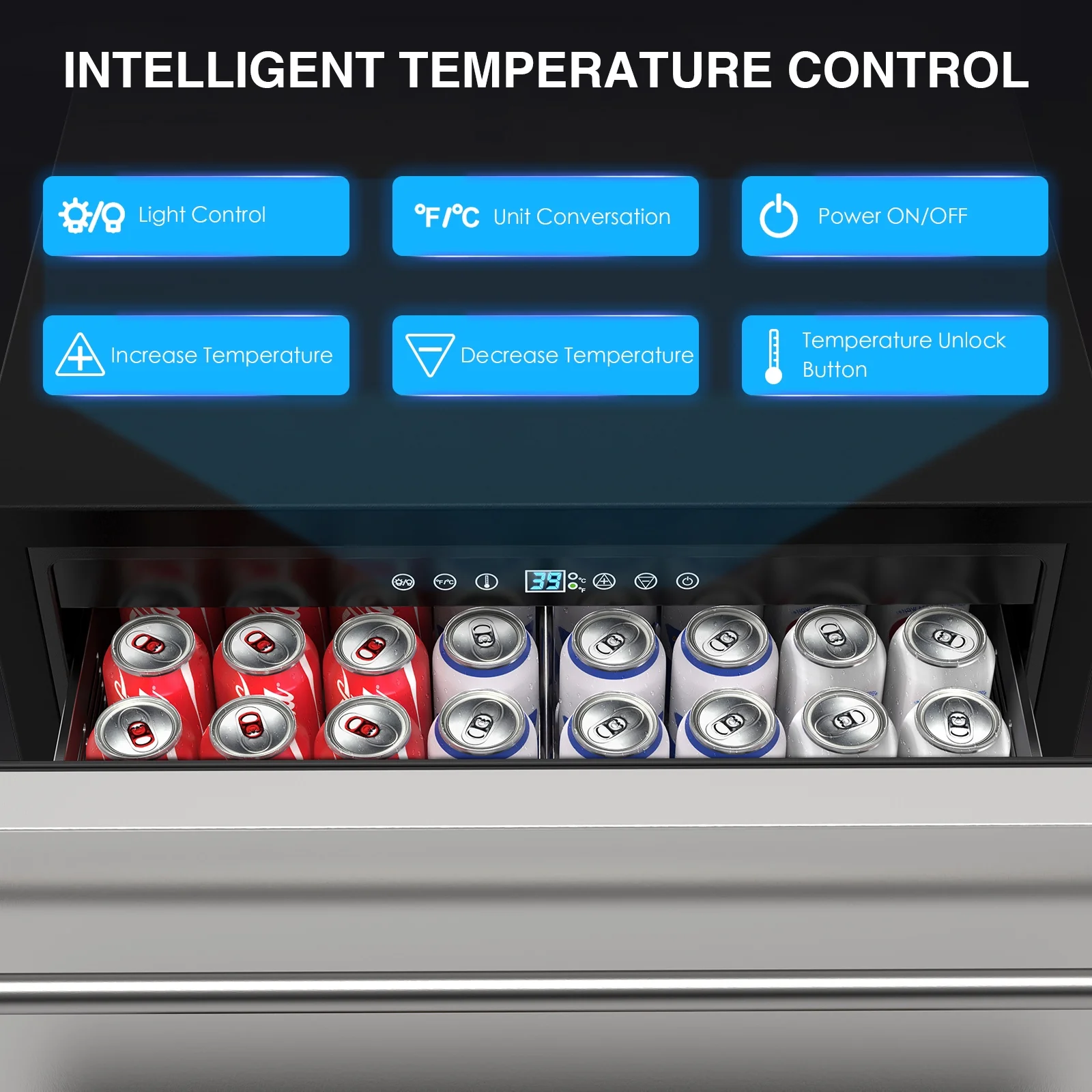QAUSOU 24 Inch Under Counter Double Drawer Fridge, Weather Proof Stainless Steel Outdoor Beverage Refrigerator for Patio - Image 4