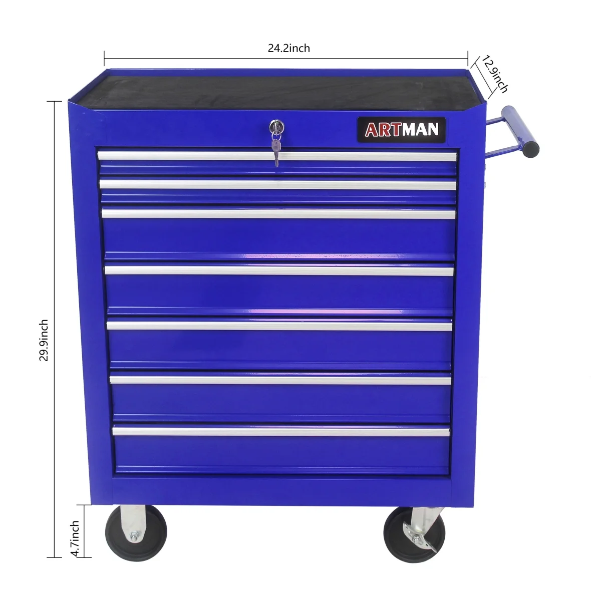 7-Drawer Metal Rolling Tool Chest with Wheels, Tool Storage Cabinet with Locking System, Toolbox with Wheels for Garage, Warehouse, Workshop, Repair Shop, Red - Image 25