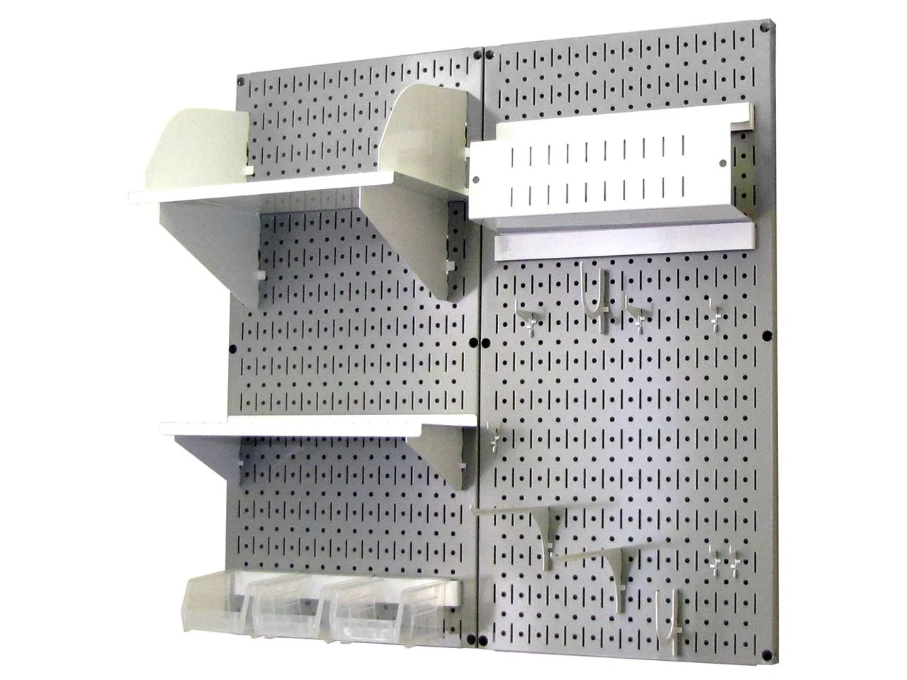 Wall Control Pegboard Hobby Craft Pegboard Organizer Storage Kit with Gray Pegboard and White Accessories - Image 2