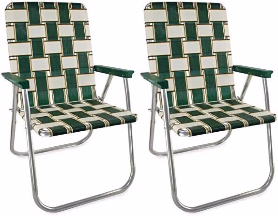 Outdoor Chairs for Camping, Made with Lightweight Aluminum Frames and UV-Resistant Webbing, Folds for Easy Storage, 2-Pack (Green Arms, Classic) - Image 5