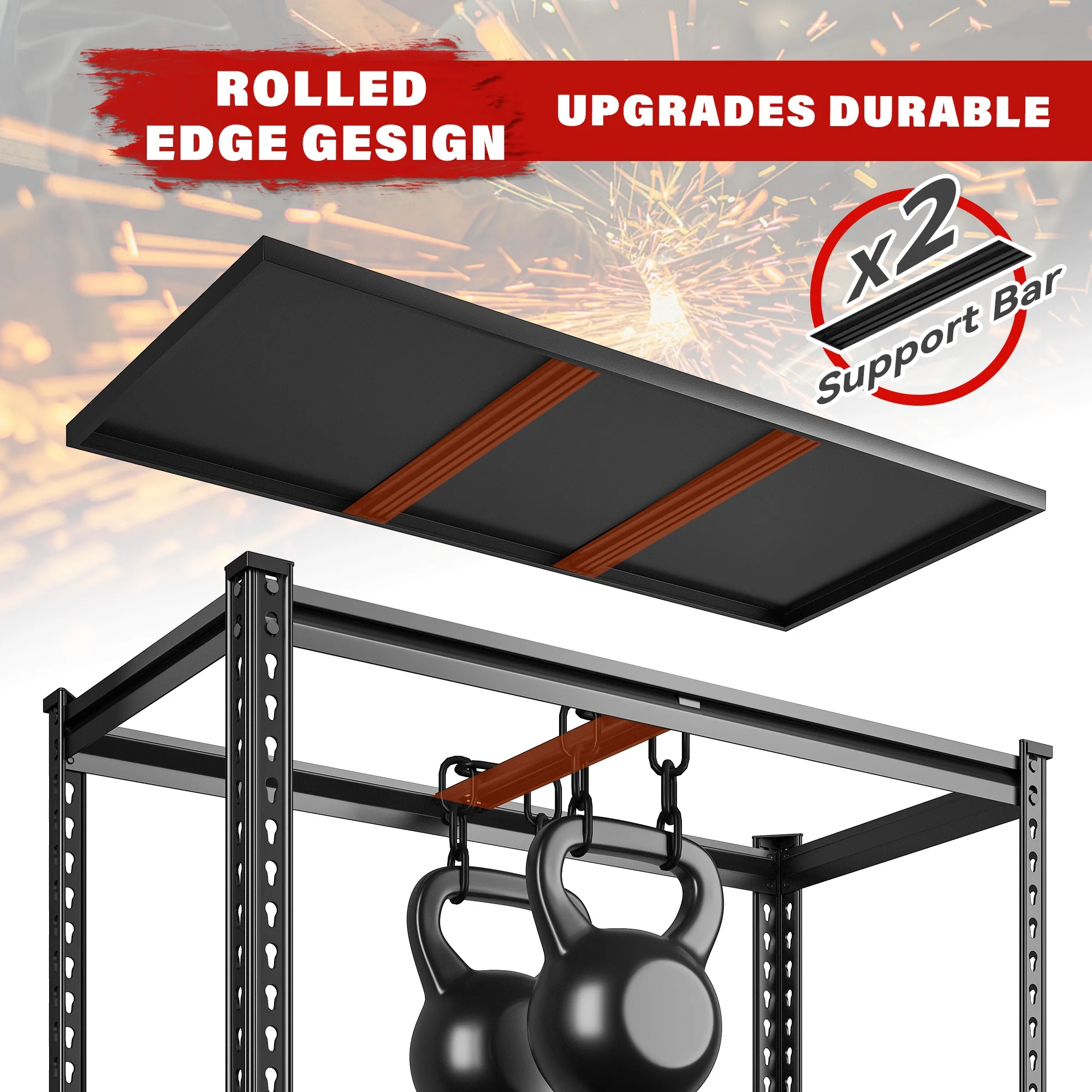 REIBII 3000 LBS Heavy Duty Storage Shelf for Garage Storage 72" Adjustable Metal Shelving Rack - Image 5
