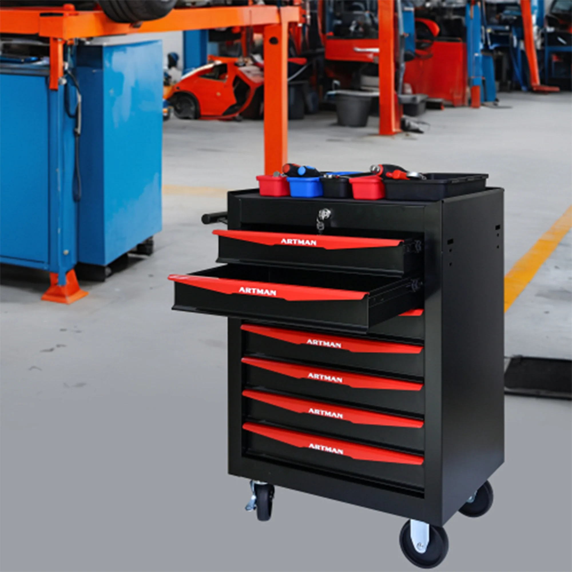 ARTMAN 20" 5-Drawer Rolling Metal Tool Chest Cabinet,Steel Tool Storage Box Organizer for Garage Workshop Warehouse - Image 30