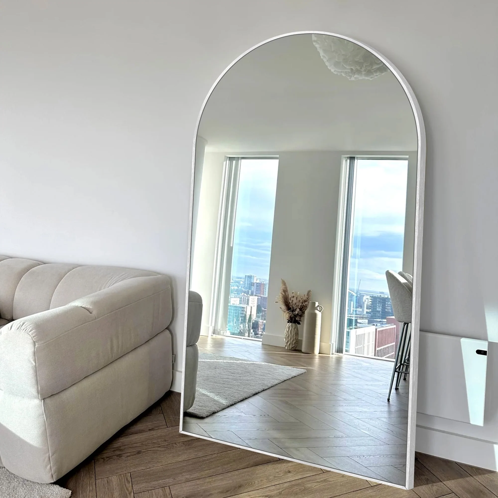 Modern Arched Full Length Floor Mirror, Aluminum Alloy Frame Standing Full Body Mirror - Image 24