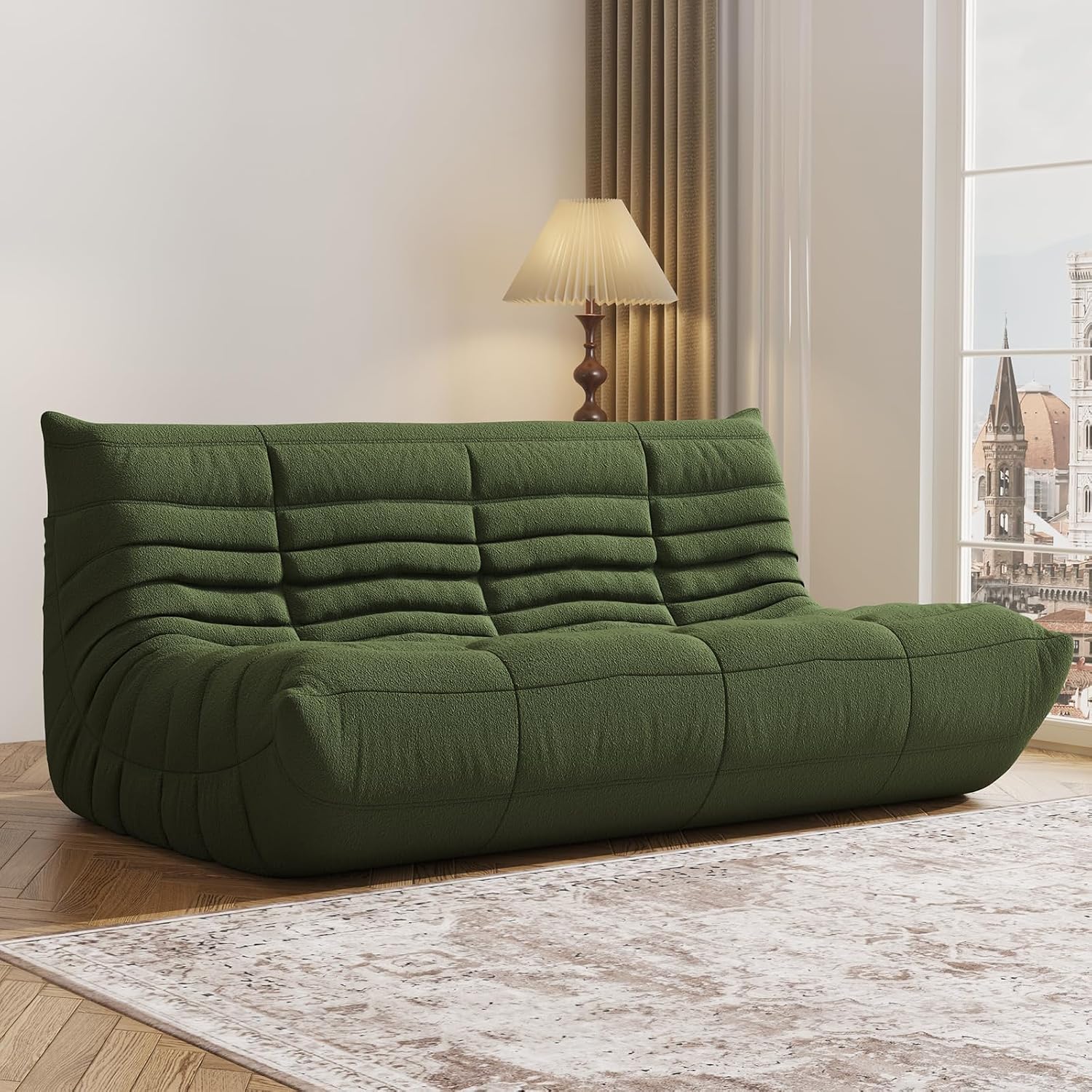Bean Bag Chair for Adults, L-Shaped Memory Foam Togo Lounger, Green - Image 22
