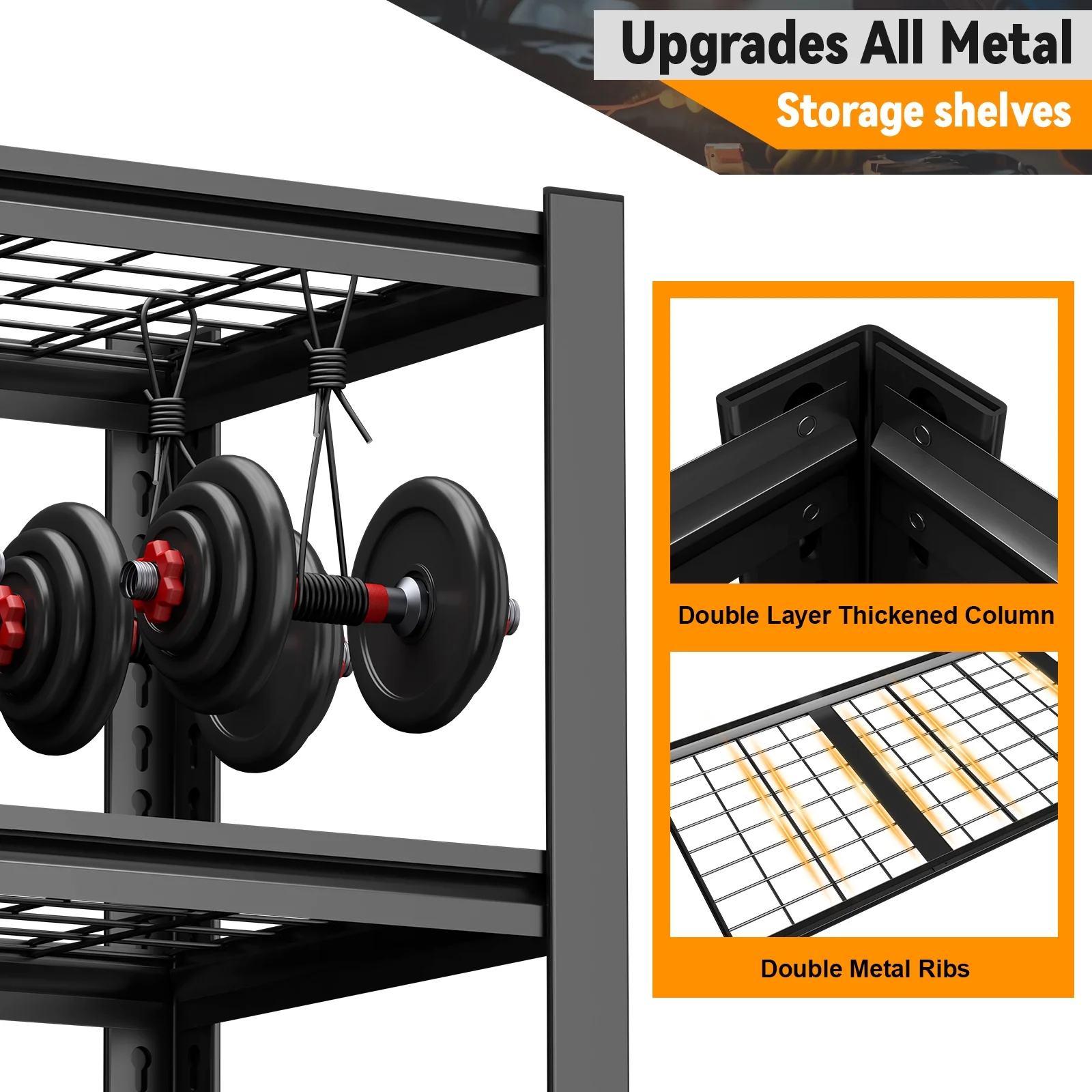 TrumanPick Storage Shelves 2200LBS Metal Wire Shelving Units Garage Storage Rack 40"W x 20"D x 59"H Heavy Duty Adjustable Industrial Shelving - Image 2
