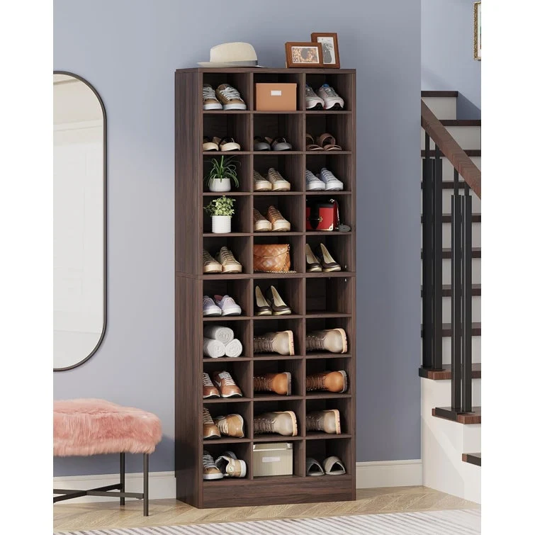 10-Tier Tall Shoe Cabinet, 30-Pair White Wood Shoe Storage Rack for Entryway and Closet - Image 25