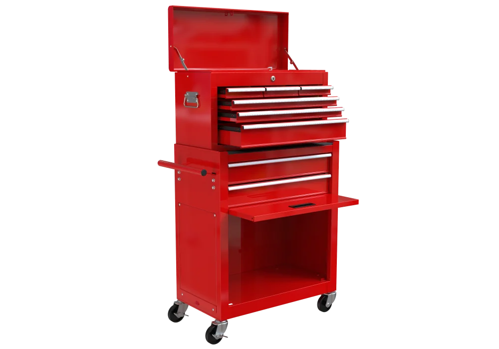 8-Drawer Rolling Tool Chest with Wheels, Removable Tool Box with Locking System, Tool Box Organizer with Hooks, Large Capacity Garage Storage Cabinet for Warehouse, Garage, Repair Shop, Orange - Image 21