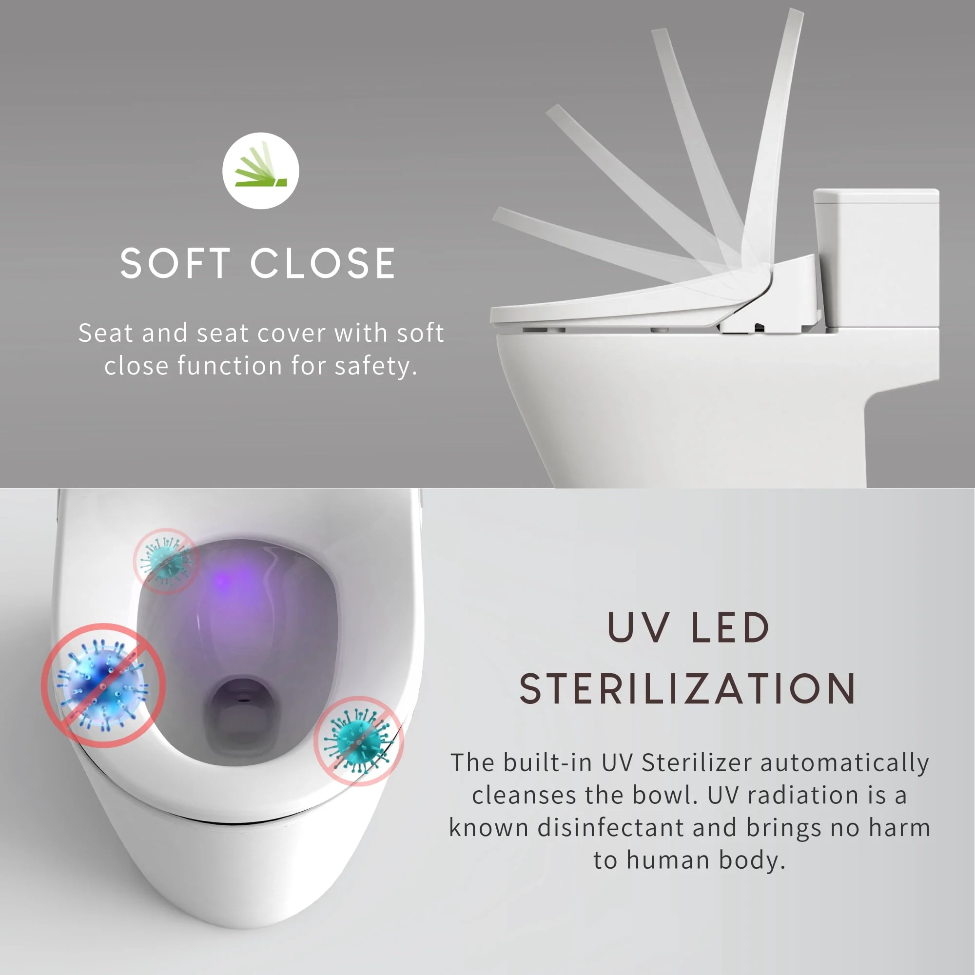 VOVO STYLEMENT VB-6000SE Electronic Bidet, Elongated, UV LED Sterilization, Heated Seat, Warm Dry and Water, Self Cleaning Full Stainless Nozzle, Made in Korea - White - Image 4
