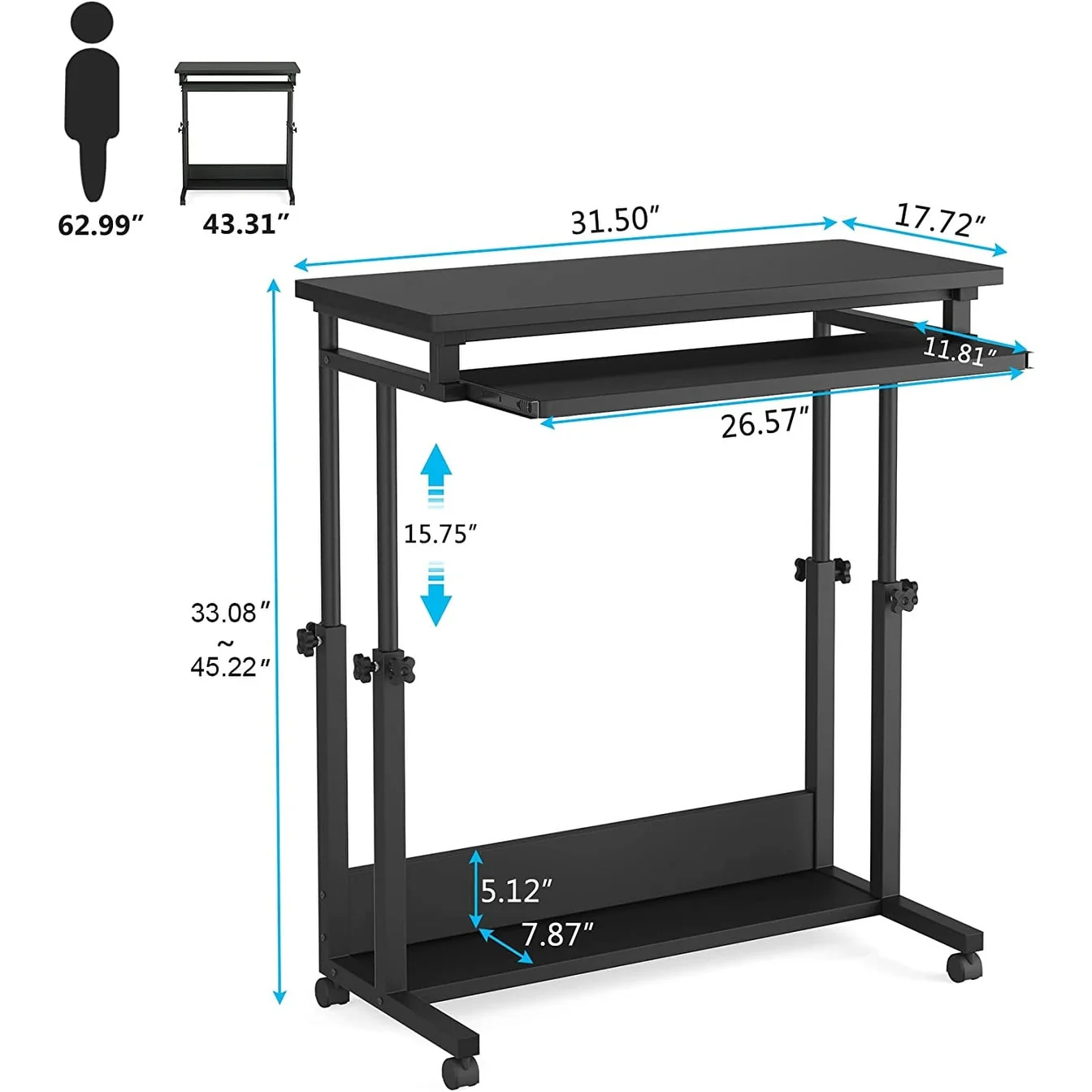 Height Adjustable Laptop Desk, Portable Sofa and Bed Table for Work and Study - Image 27