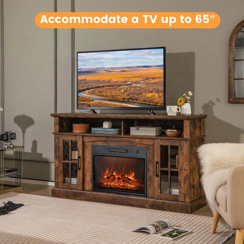 58" TV Console with 23" Fireplace Insert, Fireplace TV Stand for TVs up to 65 Inches, 1400W Electric Fireplace Heater - Image 24