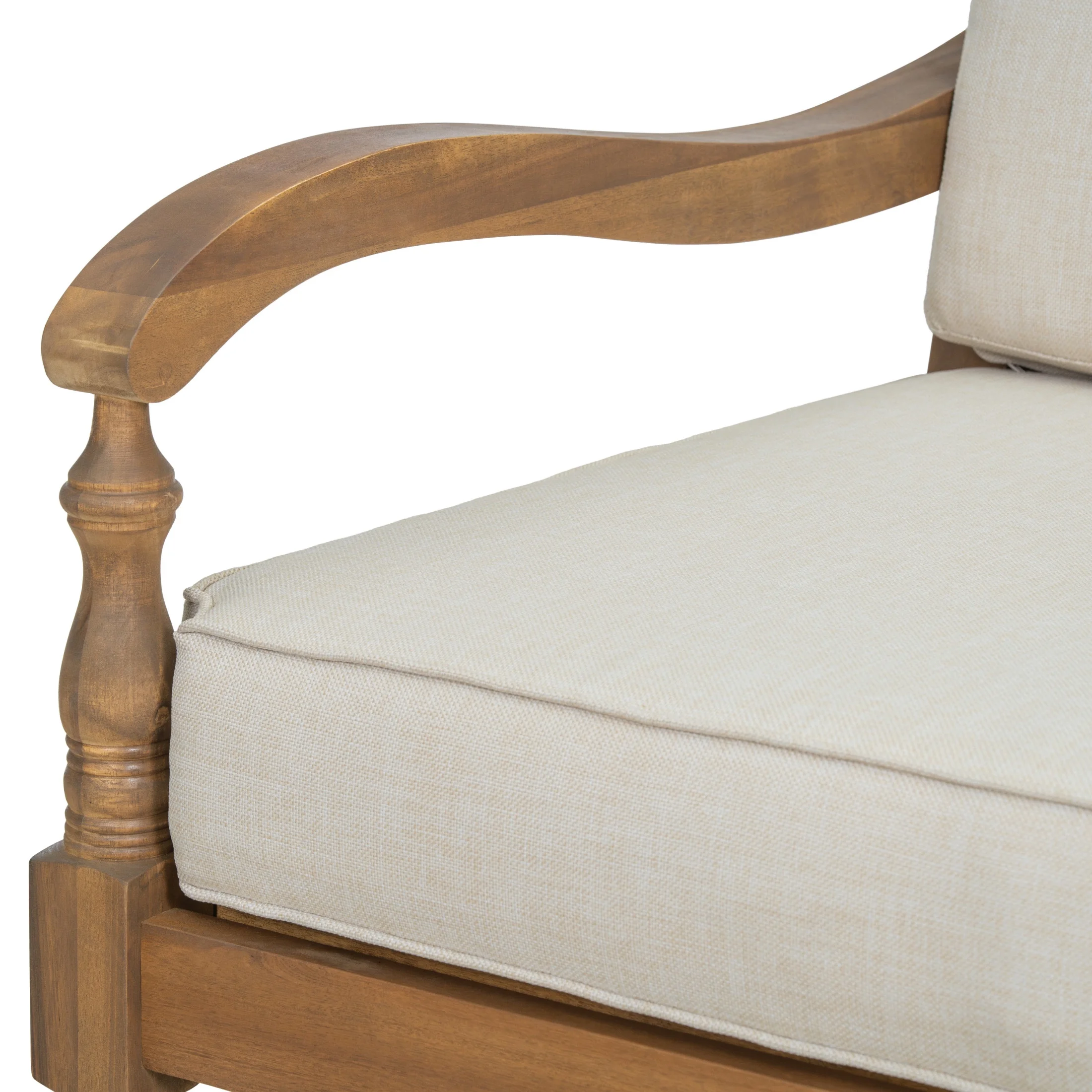 Christopher Knight Home Classic Carved Outdoor Lounge Chair with Cushions, Solid Wood Frame, Beige - Image 9