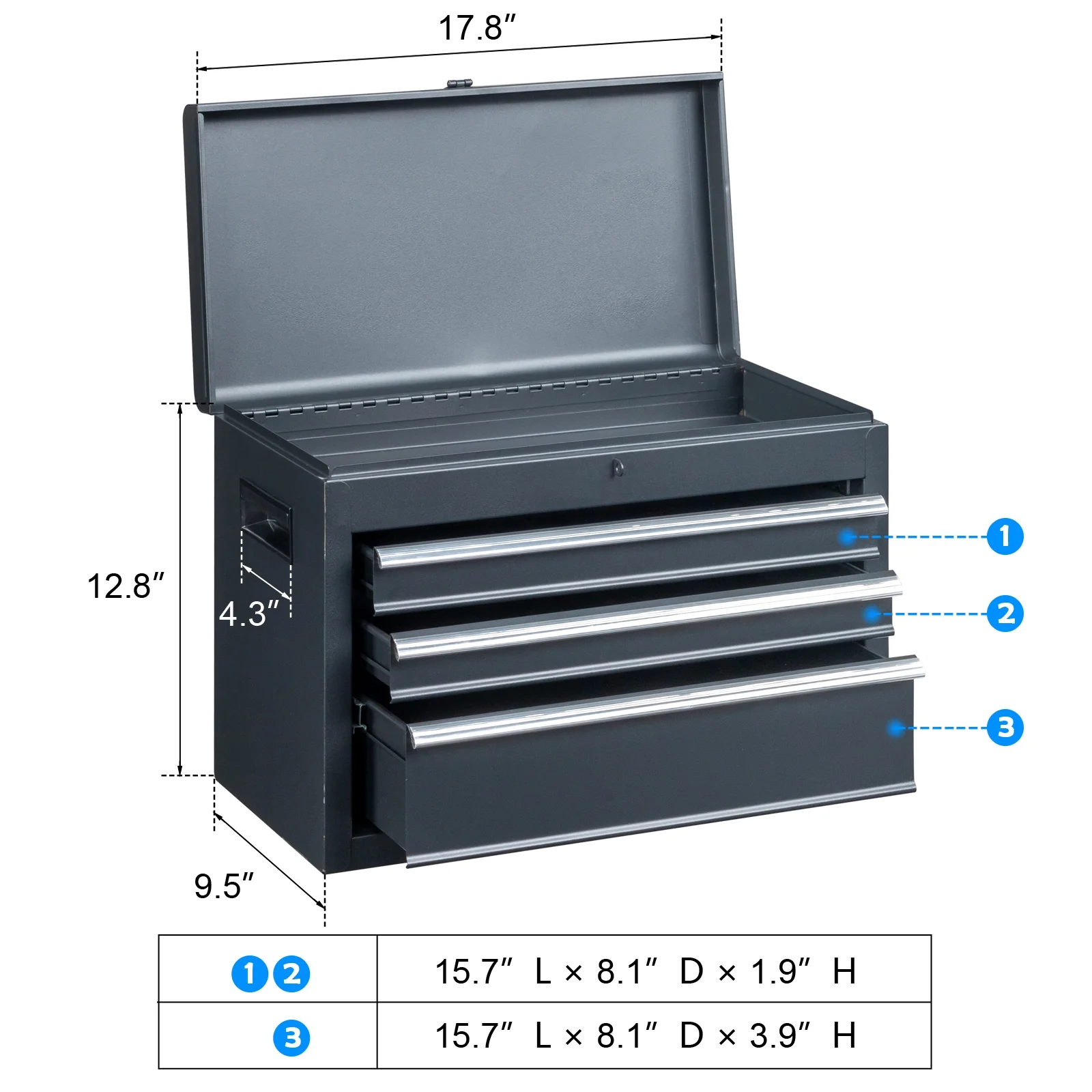 Zimtown Rolling Tool Chest, 4-Drawer Tool Box Organizer, Tool Storage Cabinet - Image 17