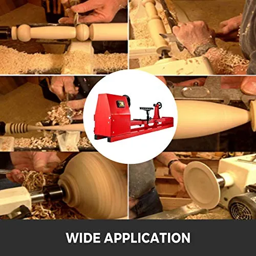 Wood Lathe 14" x 40", Benchtop Wood Lathe with 3 Chisels - Image 3
