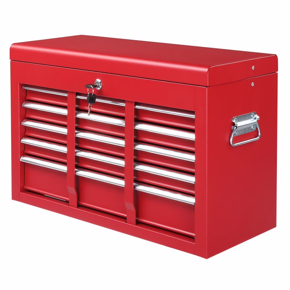 IVV 4-Drawer Rolling Tool Chest w/Lock & Key, Tool Storage Cabinet with Universal Wheels, Anti-Scratch Liners, Tool Organizer Box for Garage, Warehouse & Repair Shop, Red - Image 3