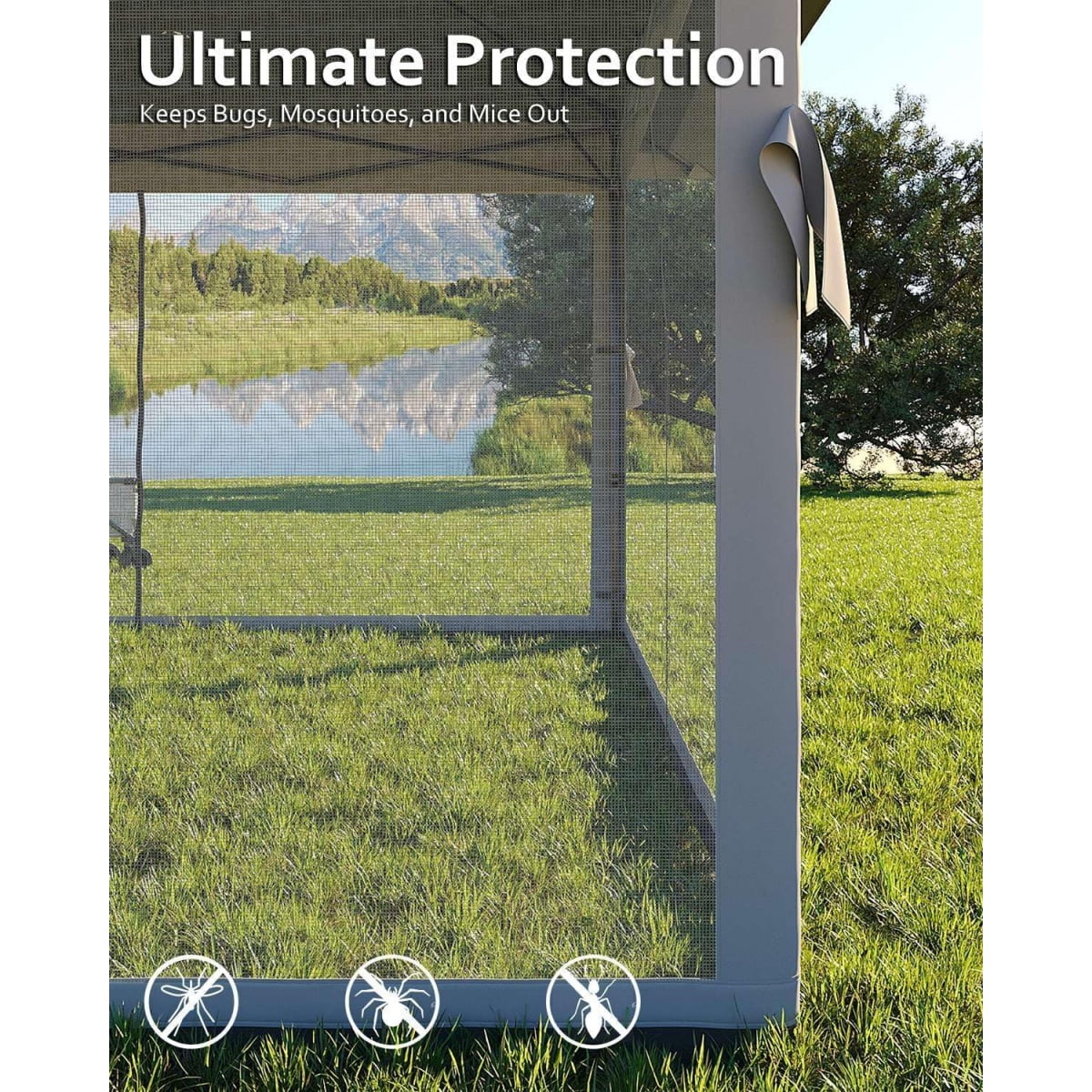 13x13FT with Expansion Bolts, Canopy Tent, Heavy Duty Party Tent & Shelter with Double Roofs, Mosquito Nettings and Privacy Screens Tent for Party, Wedding, Outdoor Dining, Patio, Backyar - Image 35